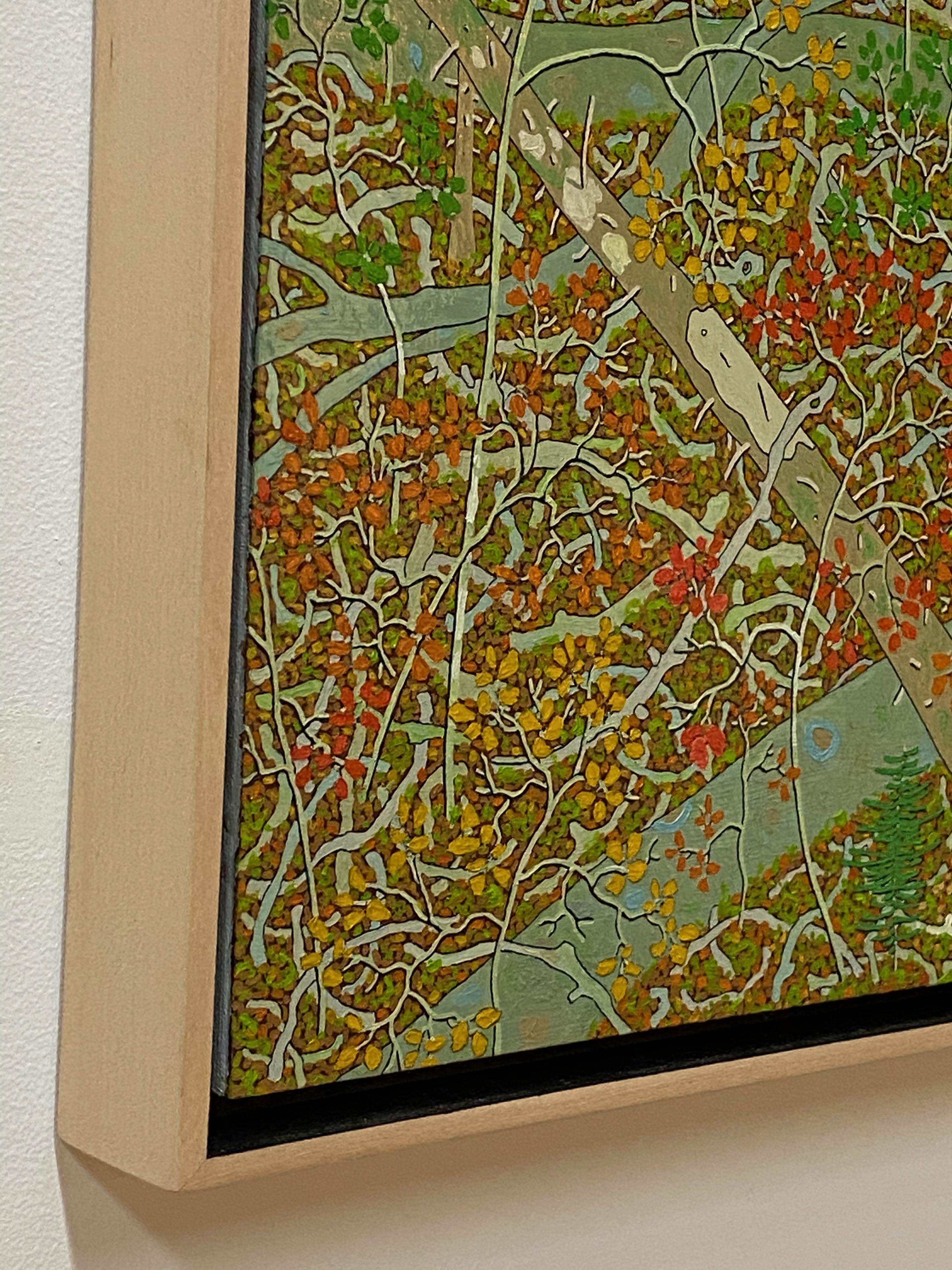 Viejo roble de octubre - Paisaje contemporáneo al óleo, Bosque otoñal en Virginia, 2011 - Landscape Painting Marrón de Gregory Hennen