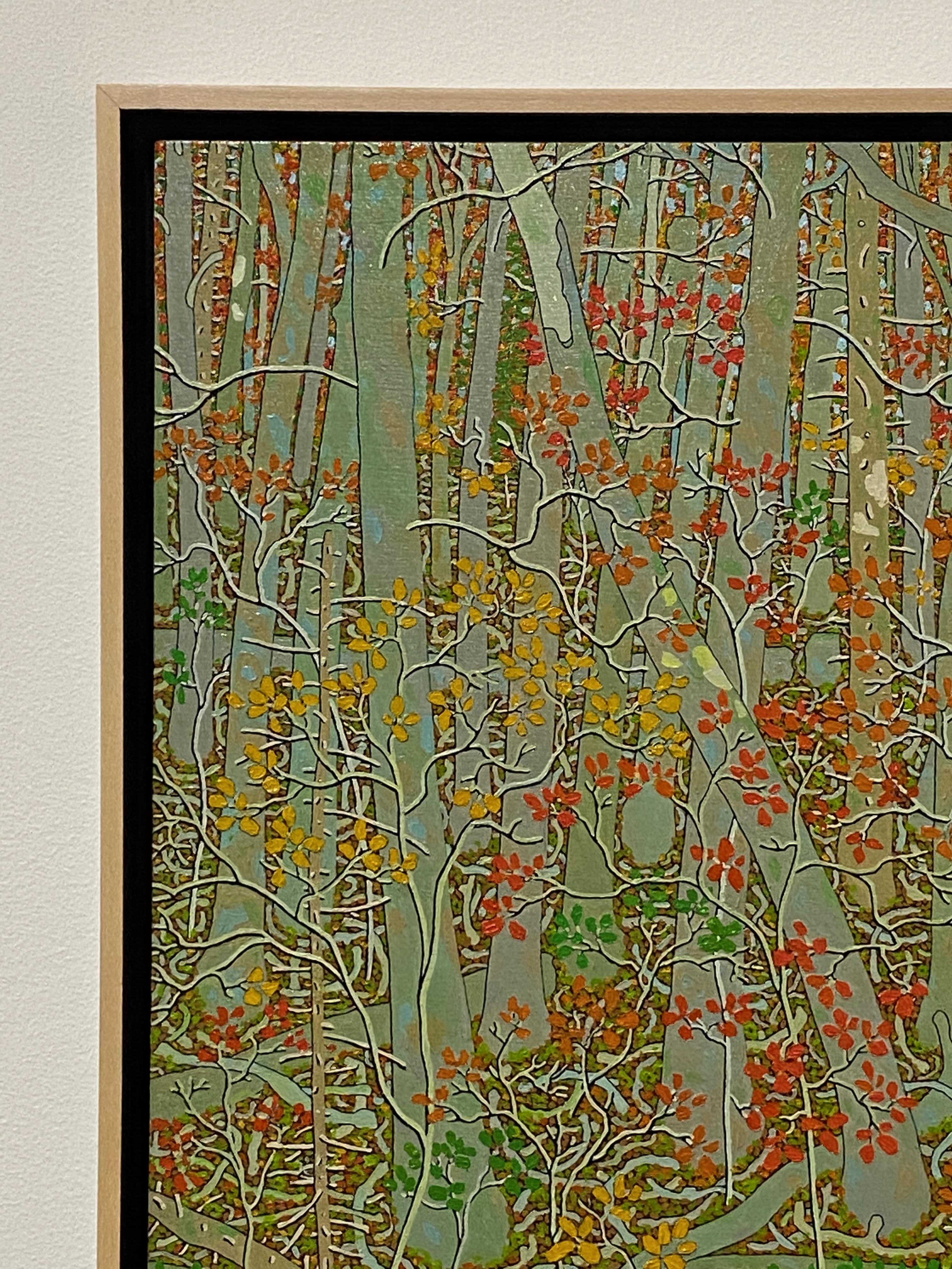 Viejo roble de octubre - Paisaje contemporáneo al óleo, Bosque otoñal en Virginia, 2011 en venta 1