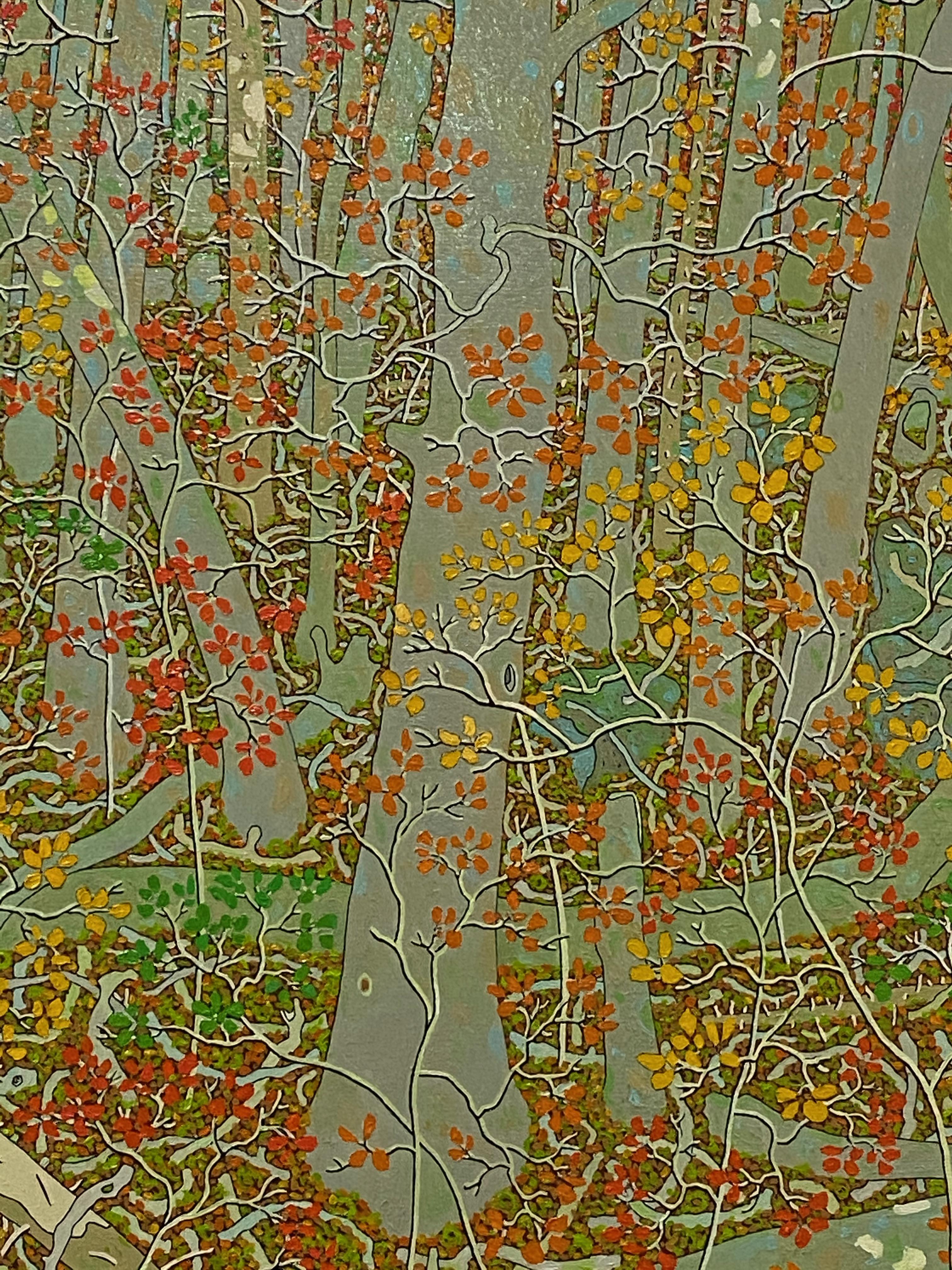 Old Oak October, Grey, Orange, Yellow, Green Fall Forest, Virginia Landscape For Sale 4