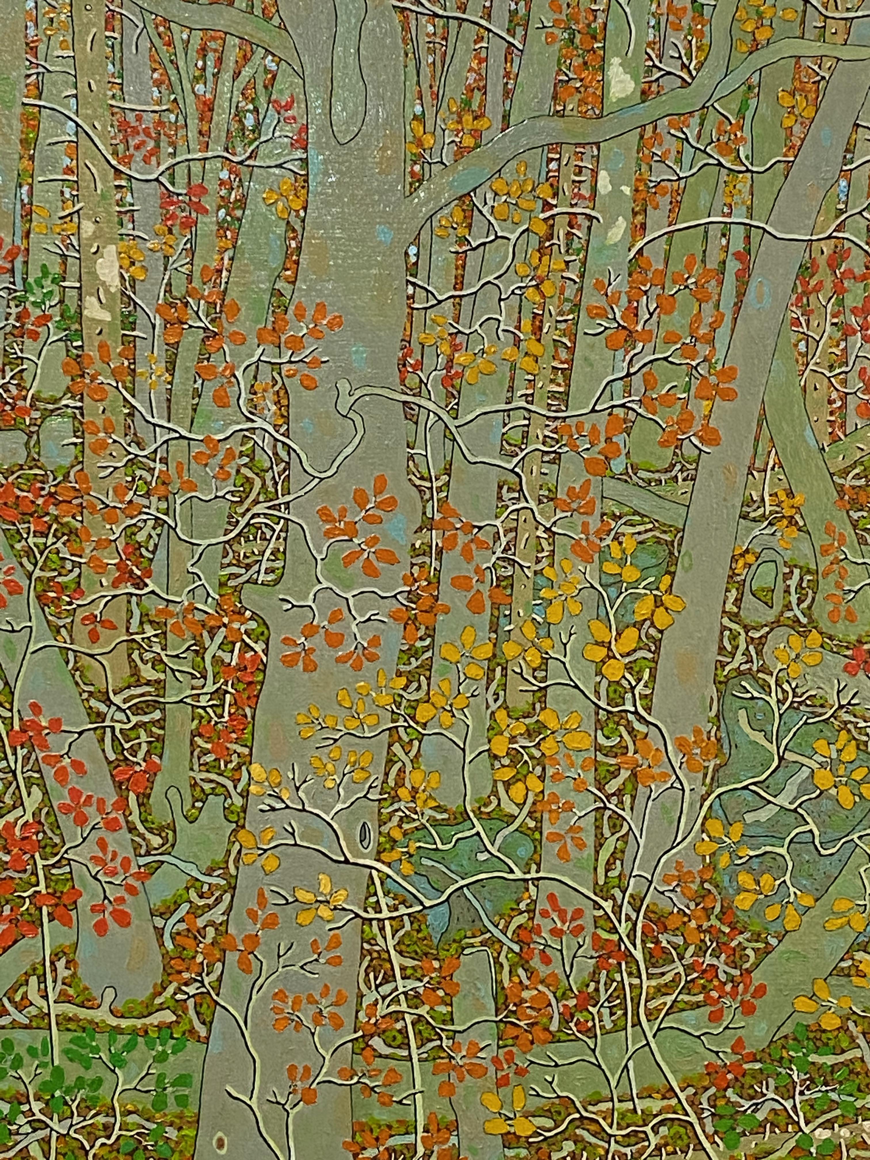 Old Oak October, Grey, Orange, Yellow, Green Fall Forest, Virginia Landscape For Sale 5