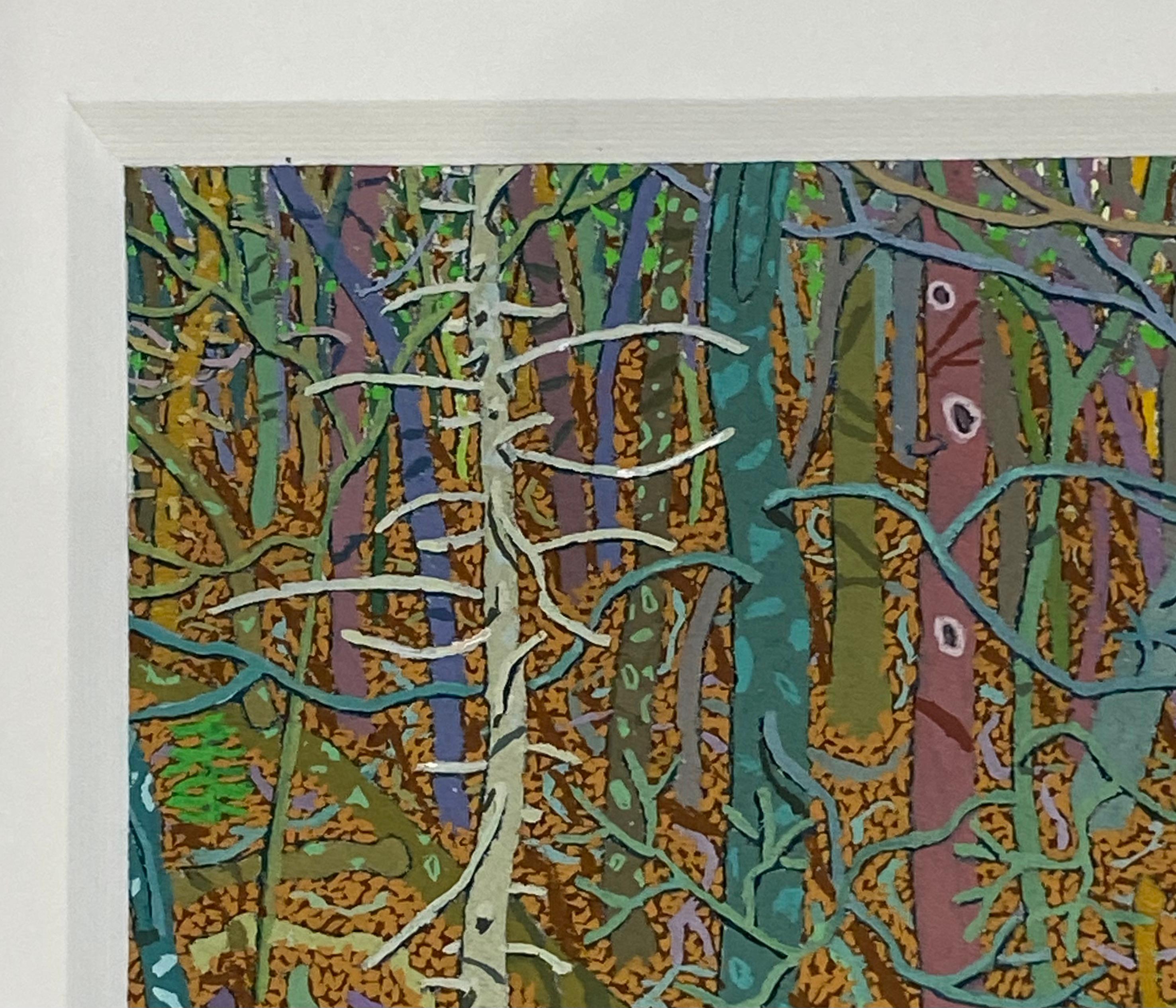 Pino Viejo Marzo, Mayo, Monte Wyatt, Paisaje Forestal, Bosque Marrón Botánico - Painting Contemporáneo de Gregory Hennen