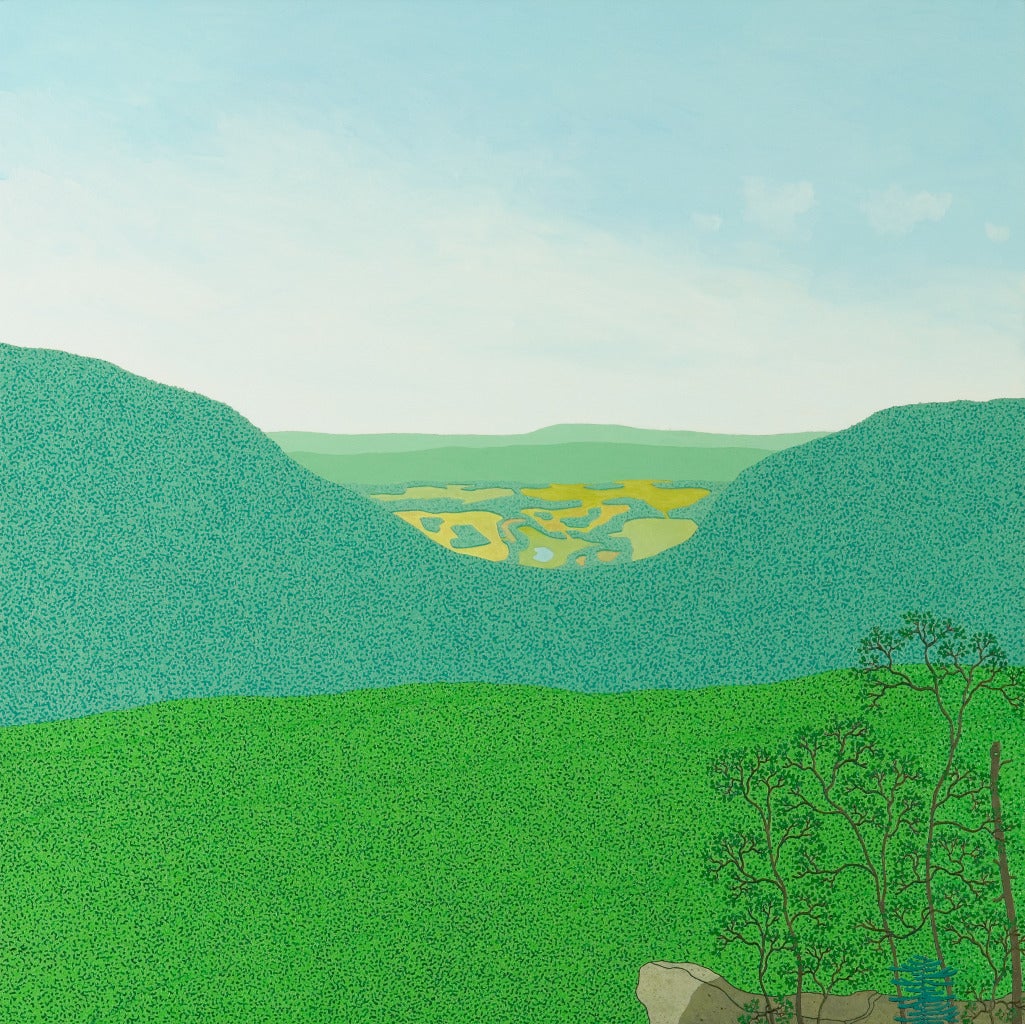 Gregory Hennen Landscape Painting - Ridge View Wyatt Mt - Blue Sky Clouds Trees Mountains Virginia Landscape, 2013