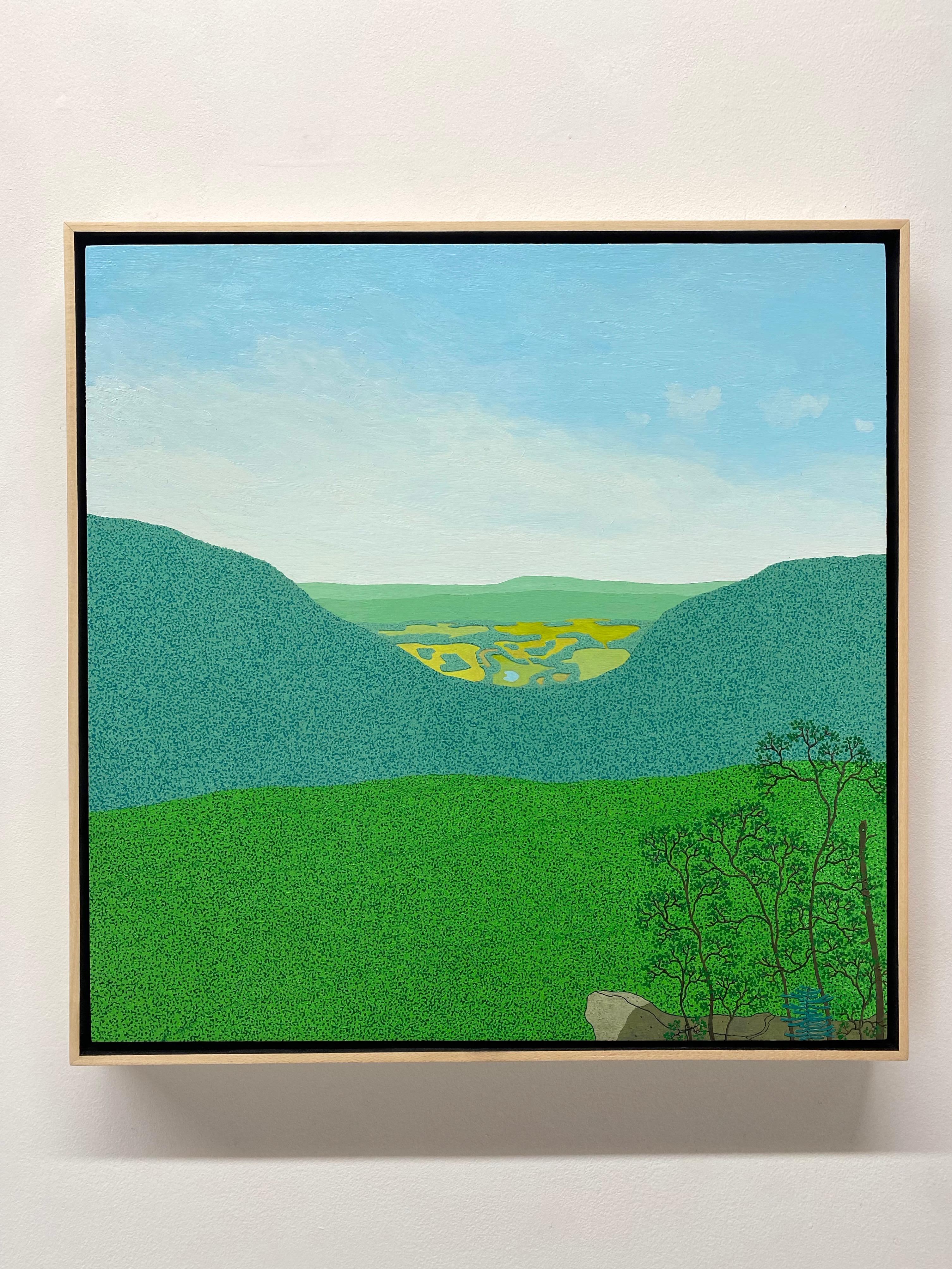 Ridge View Wyatt Mt - Blue Sky Clouds Trees Virginia Mountains Landscape, 2013 - Painting by Gregory Hennen