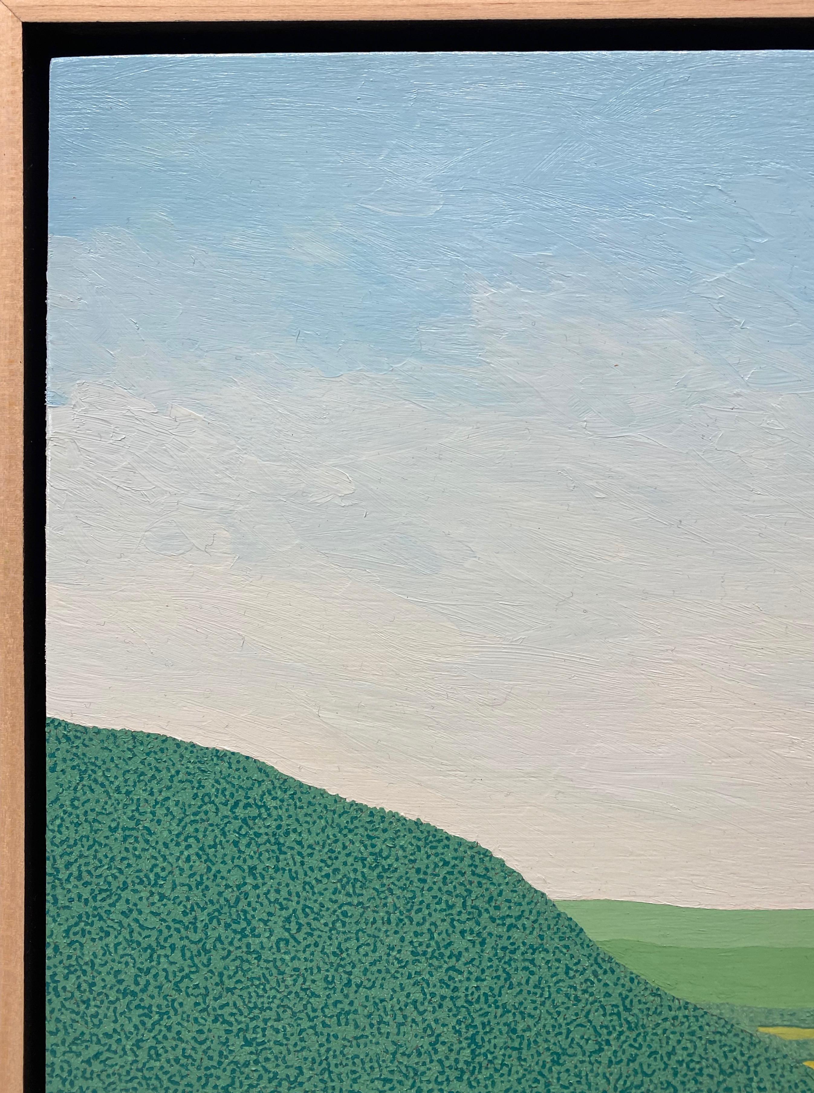 Ridge View Wyatt Mt, paysage, ciel bleu, nuages, arbres, montagnes, Virginie - Contemporain Painting par Gregory Hennen