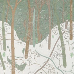 Chute de neige Jan Wyatt Mt - Contemporary Winter Landscape Snowy Forest White Snow