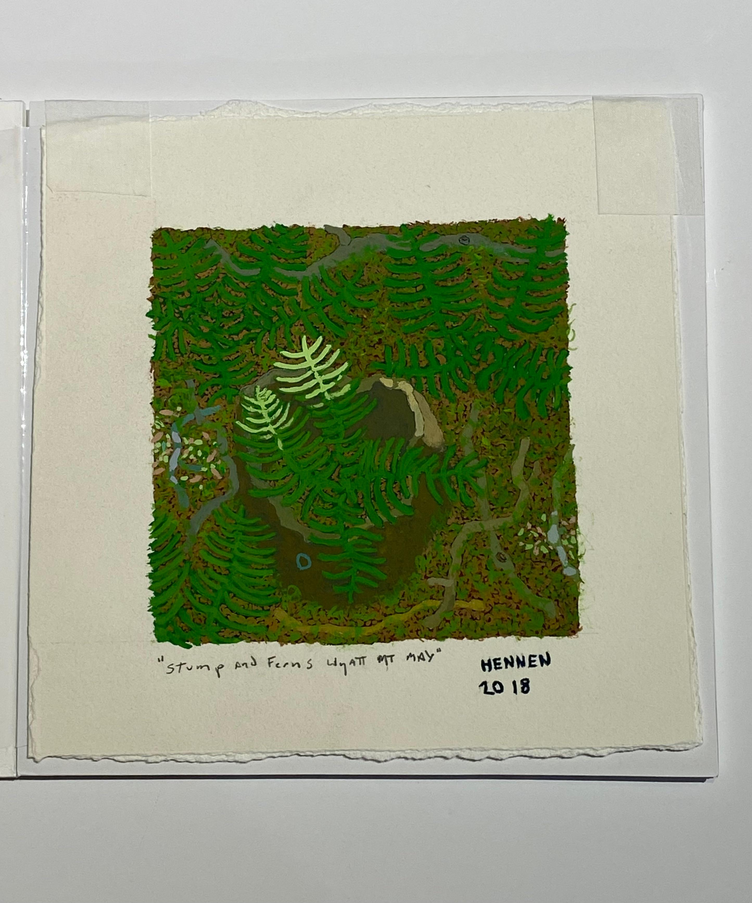 Baumstumpf und Farne May Wyatt Mt. - Contemporary Forest Landscape Green Botanical im Angebot 6
