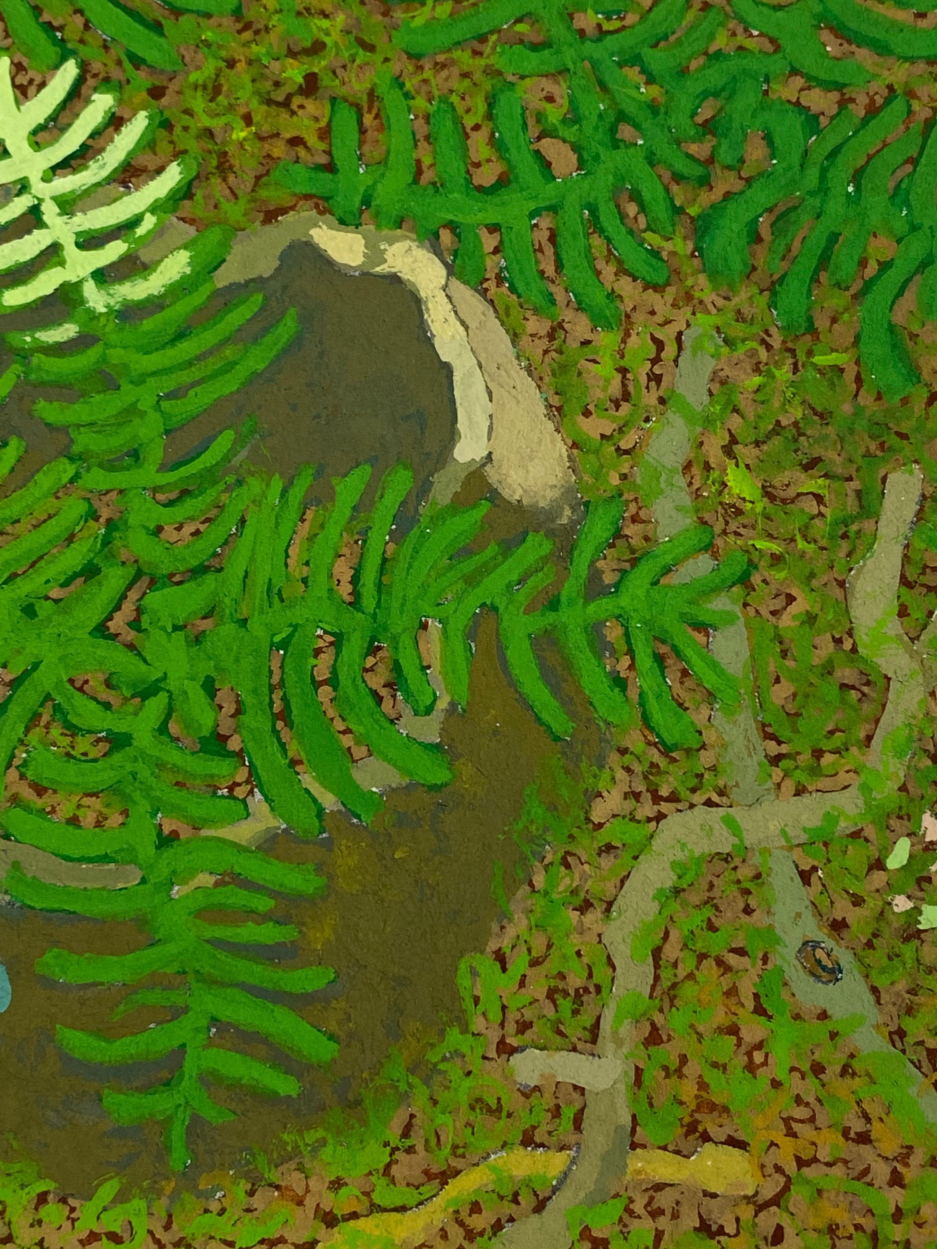 Baumstumpf und Farne May Wyatt Mt. - Contemporary Forest Landscape Green Botanical im Angebot 2