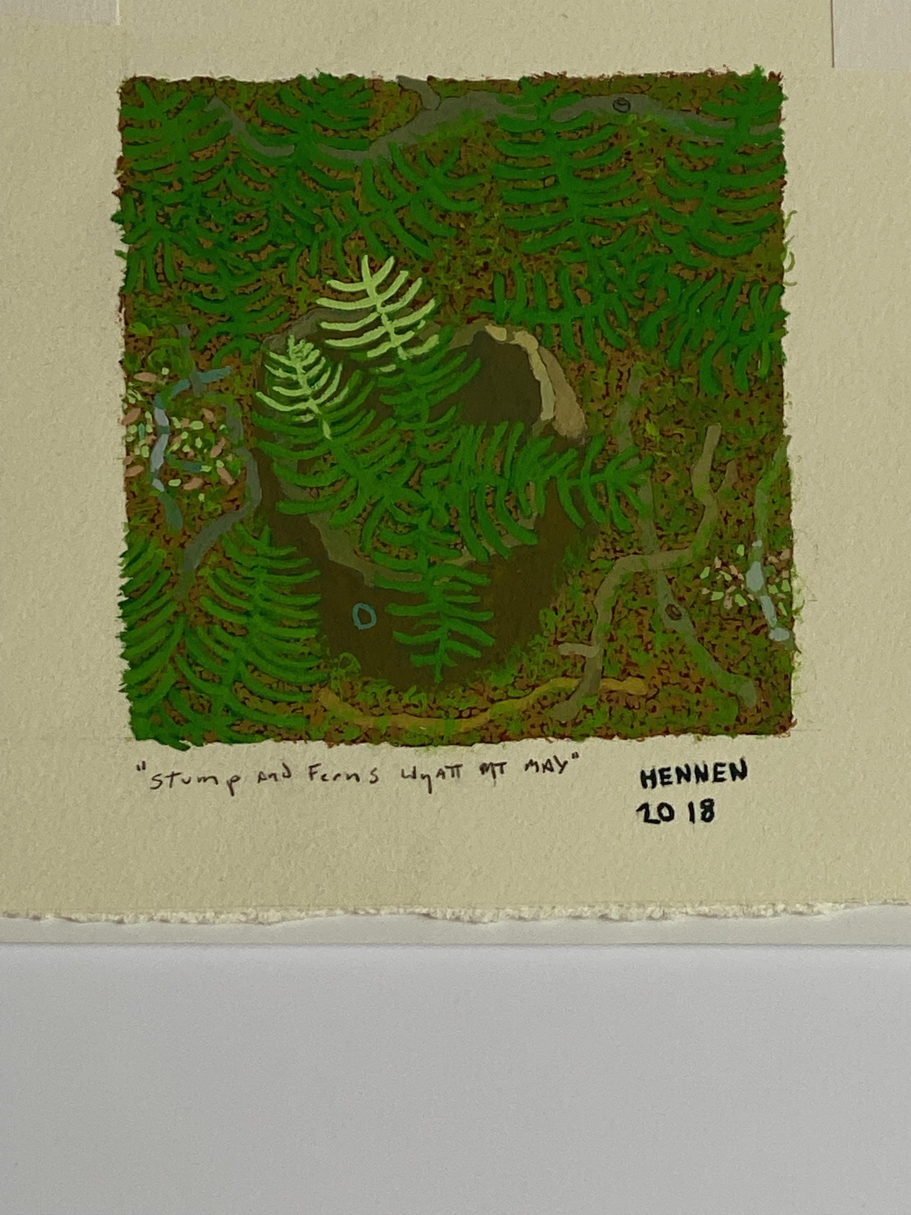 Baumstumpf und Farne May Wyatt Mt. - Contemporary Forest Landscape Green Botanical im Angebot 4