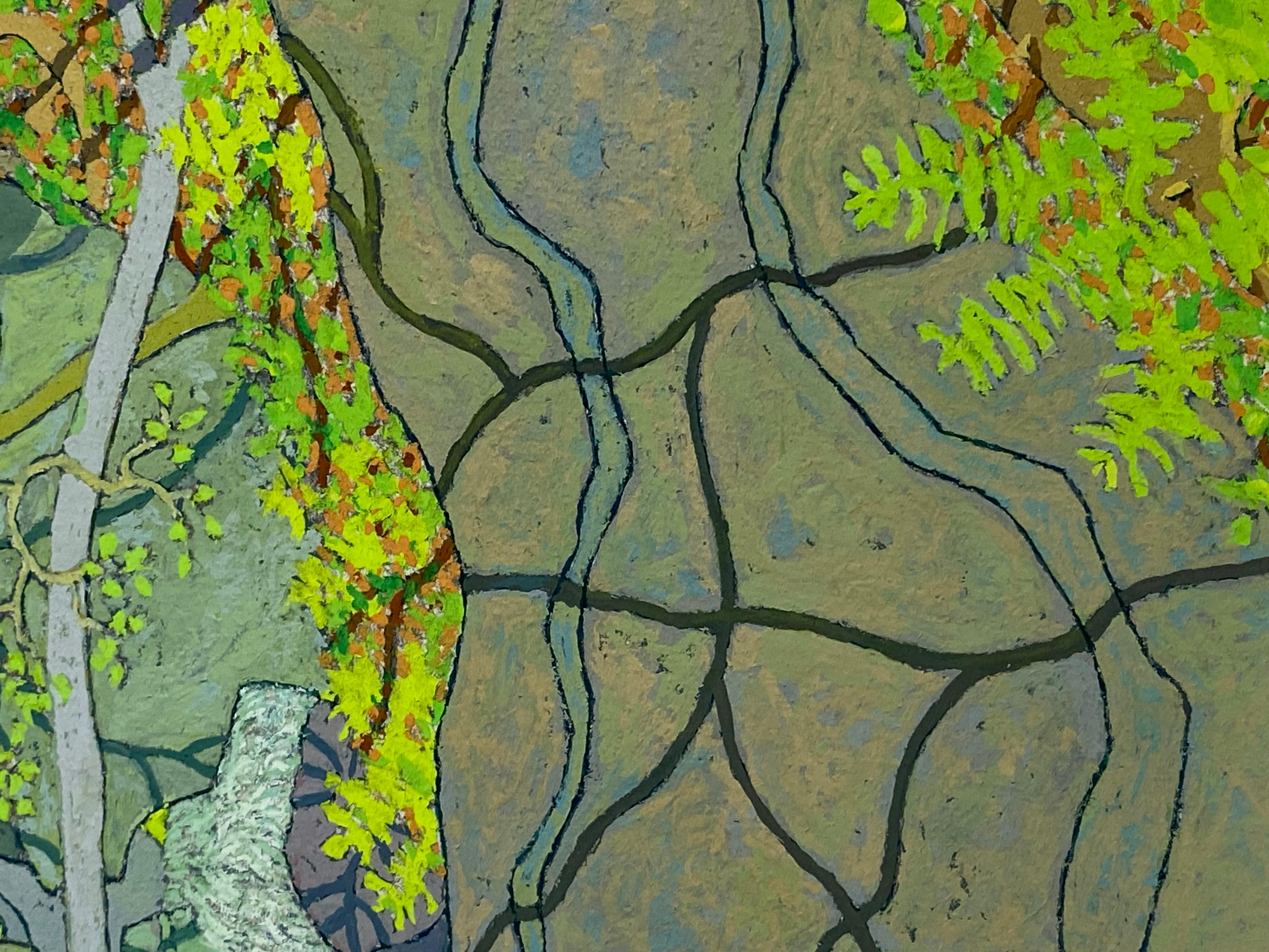Cascata d'estate Wyatt Mt. - Greene & Greene & Greene Virginia Forest Landscape Trees Rocks, 2020 in vendita 5