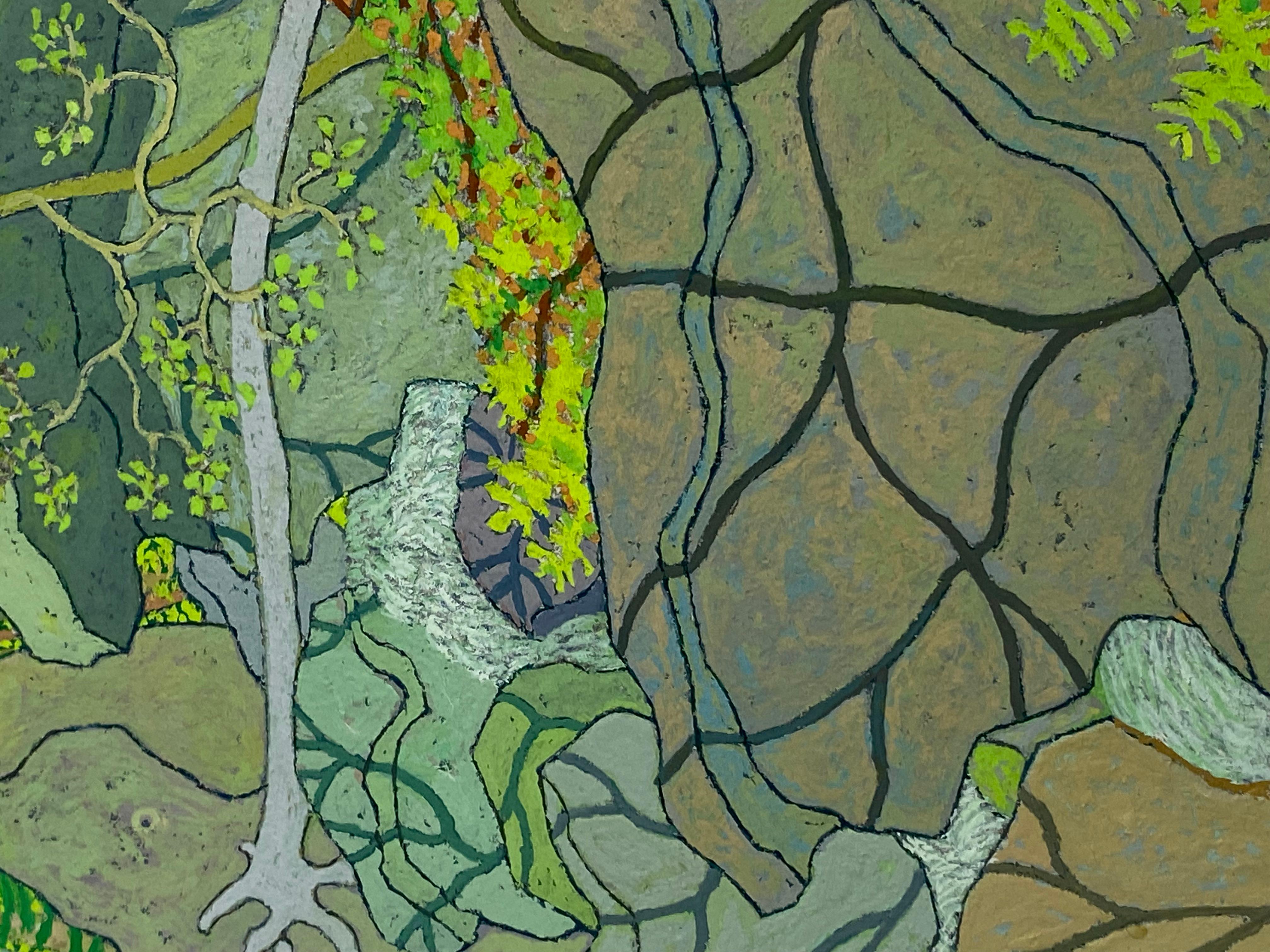 Cascata d'estate Wyatt Mt. - Greene & Greene & Greene Virginia Forest Landscape Trees Rocks, 2020 in vendita 6