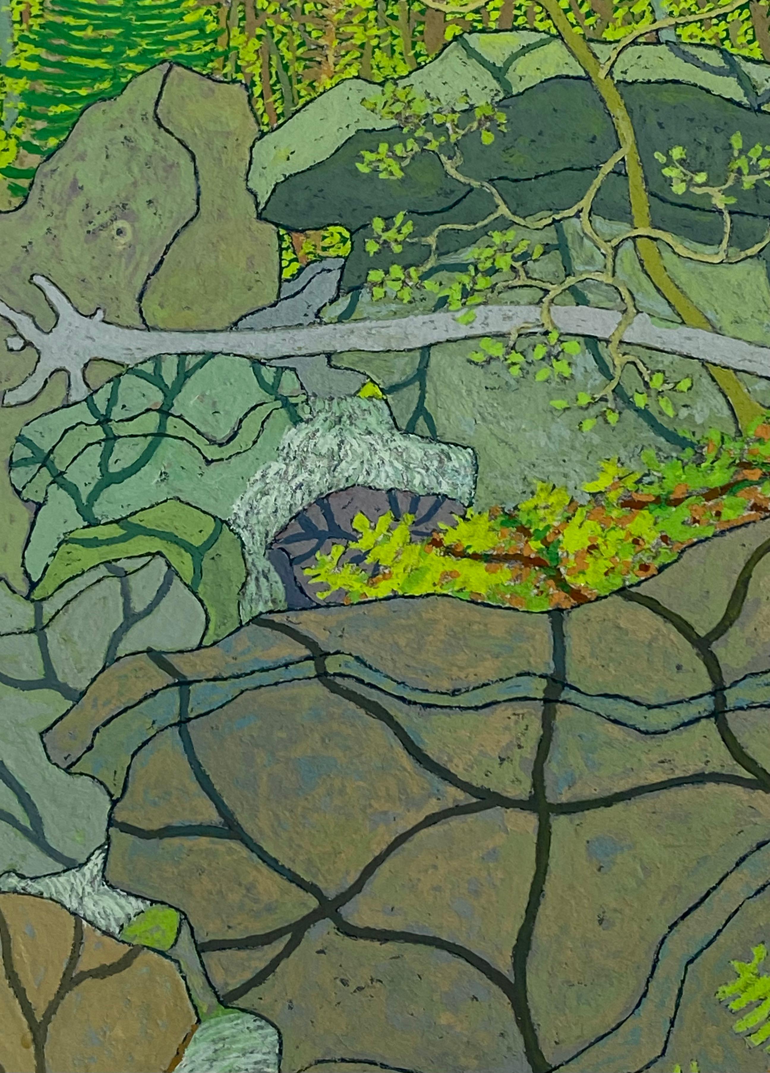 Cascata d'estate Wyatt Mt. - Greene & Greene & Greene Virginia Forest Landscape Trees Rocks, 2020 in vendita 7