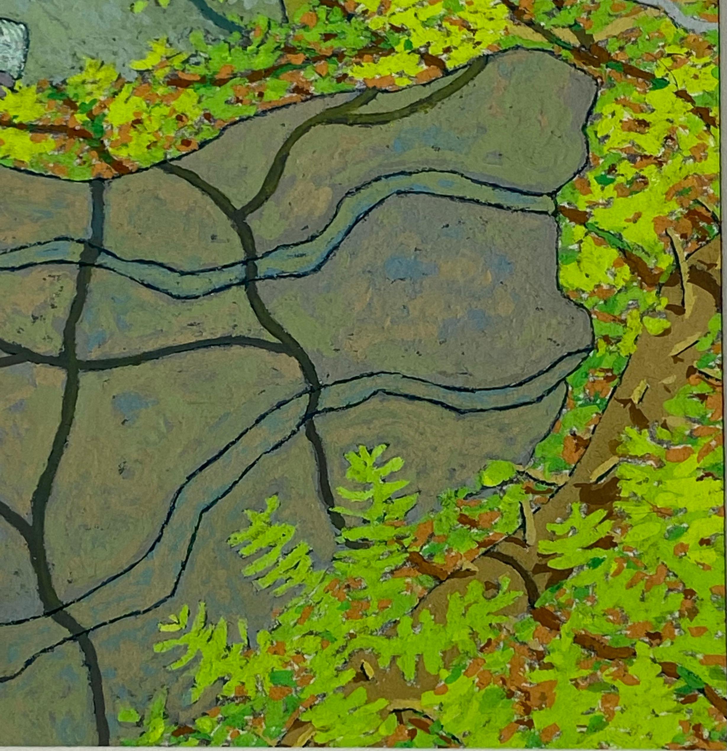 Cascata d'estate Wyatt Mt. - Greene & Greene & Greene Virginia Forest Landscape Trees Rocks, 2020 in vendita 8