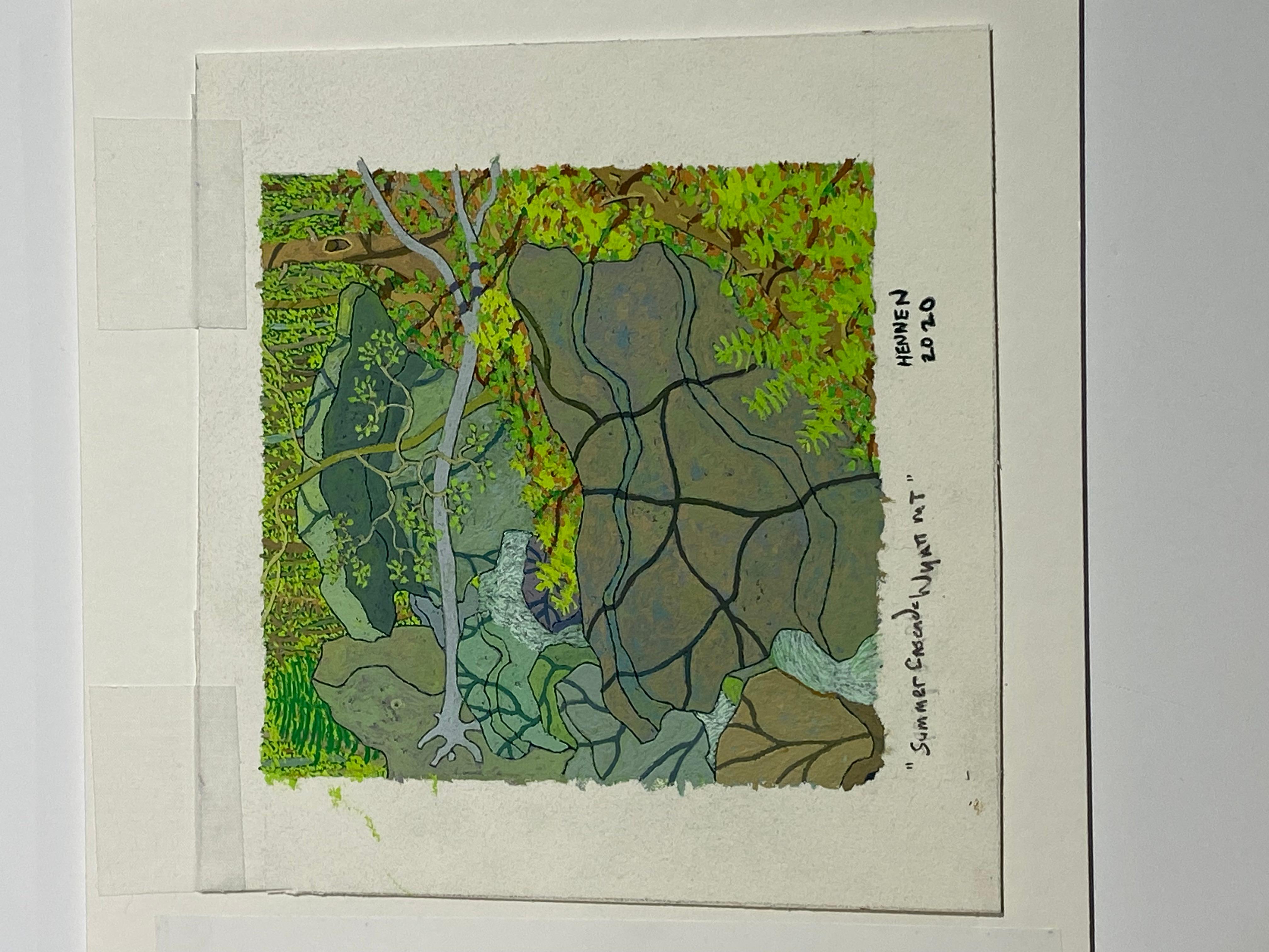 Cascata d'estate Wyatt Mt. - Greene & Greene & Greene Virginia Forest Landscape Trees Rocks, 2020 in vendita 9