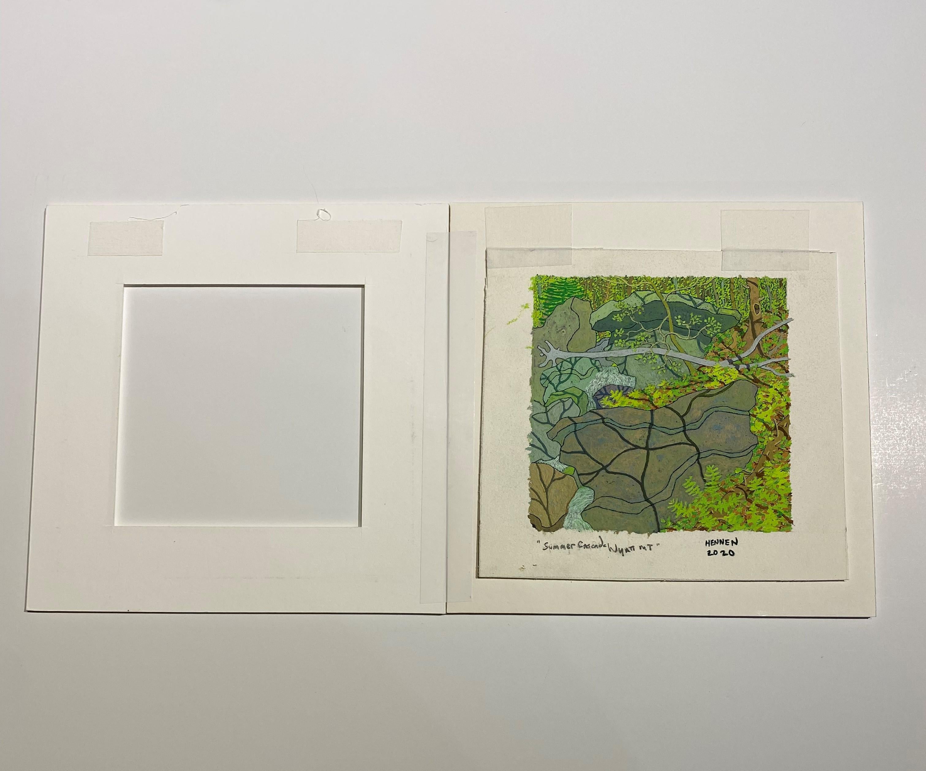 Cascata d'estate Wyatt Mt. - Greene & Greene & Greene Virginia Forest Landscape Trees Rocks, 2020 in vendita 10