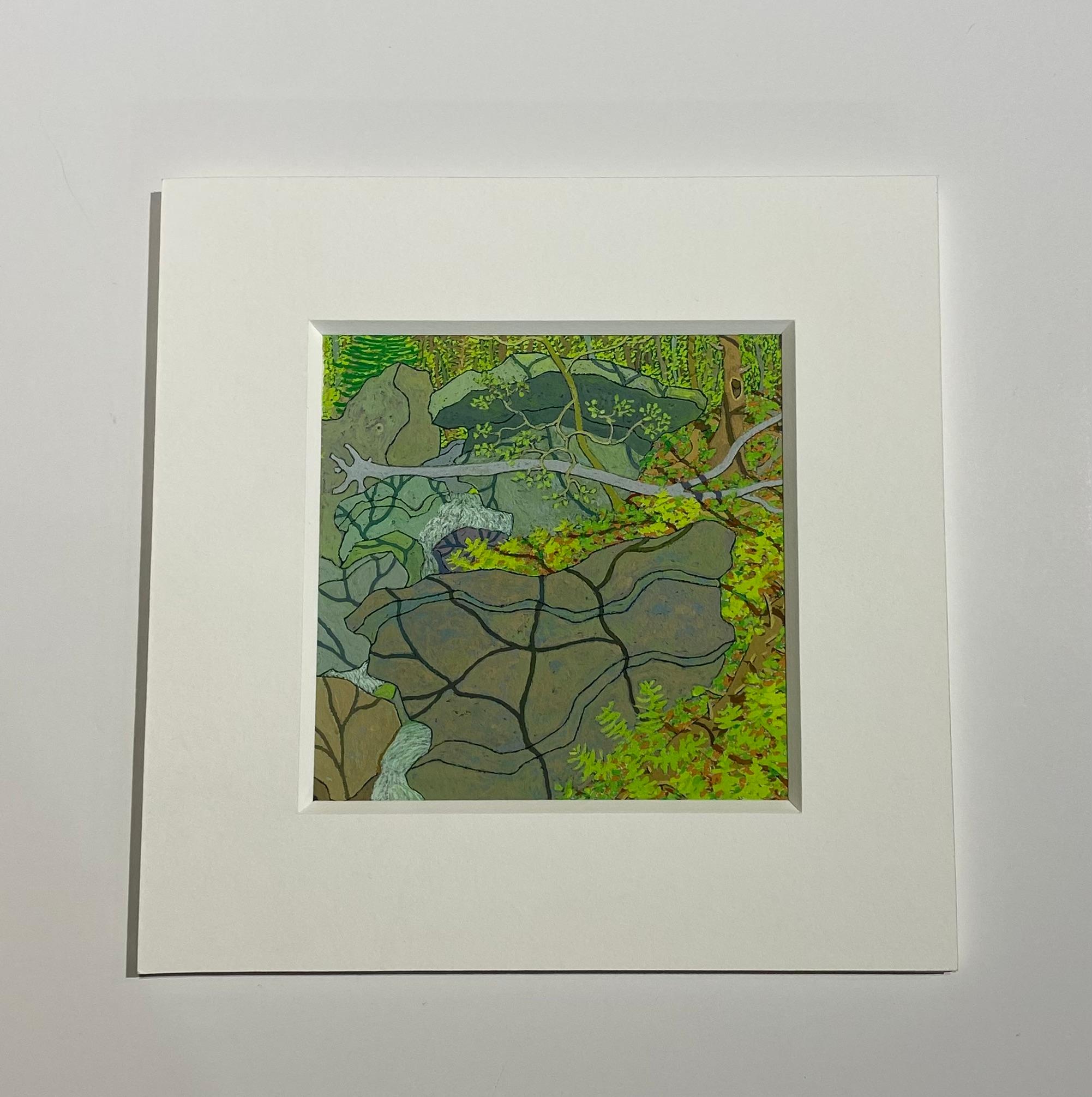 Cascata d'estate Wyatt Mt. - Greene & Greene & Greene Virginia Forest Landscape Trees Rocks, 2020 in vendita 4