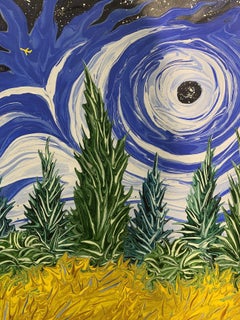 Blue Sky with Black Hole Over Yellow Wheatfield