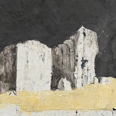 Ghost Abbey - Figurative Fresco on Board with Architectural Image