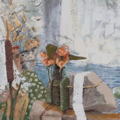 Offering - Symbolic Landscape Painting, Waterfall, Anselm Kiefer Inspired Art