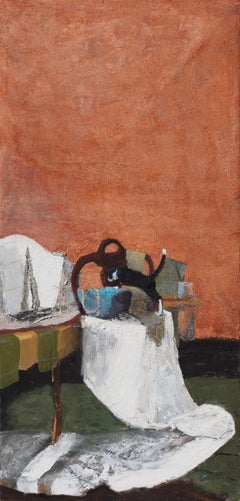 Ready for a Nap - dipinti di scene domestiche, gatti nell'arte, interni intimi
