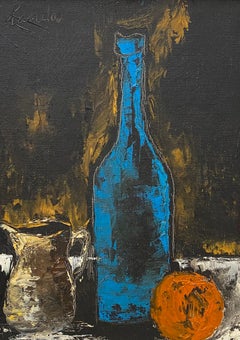 Gregory Kondos "Blue Bottle" Still Life Oil Painting C.1960