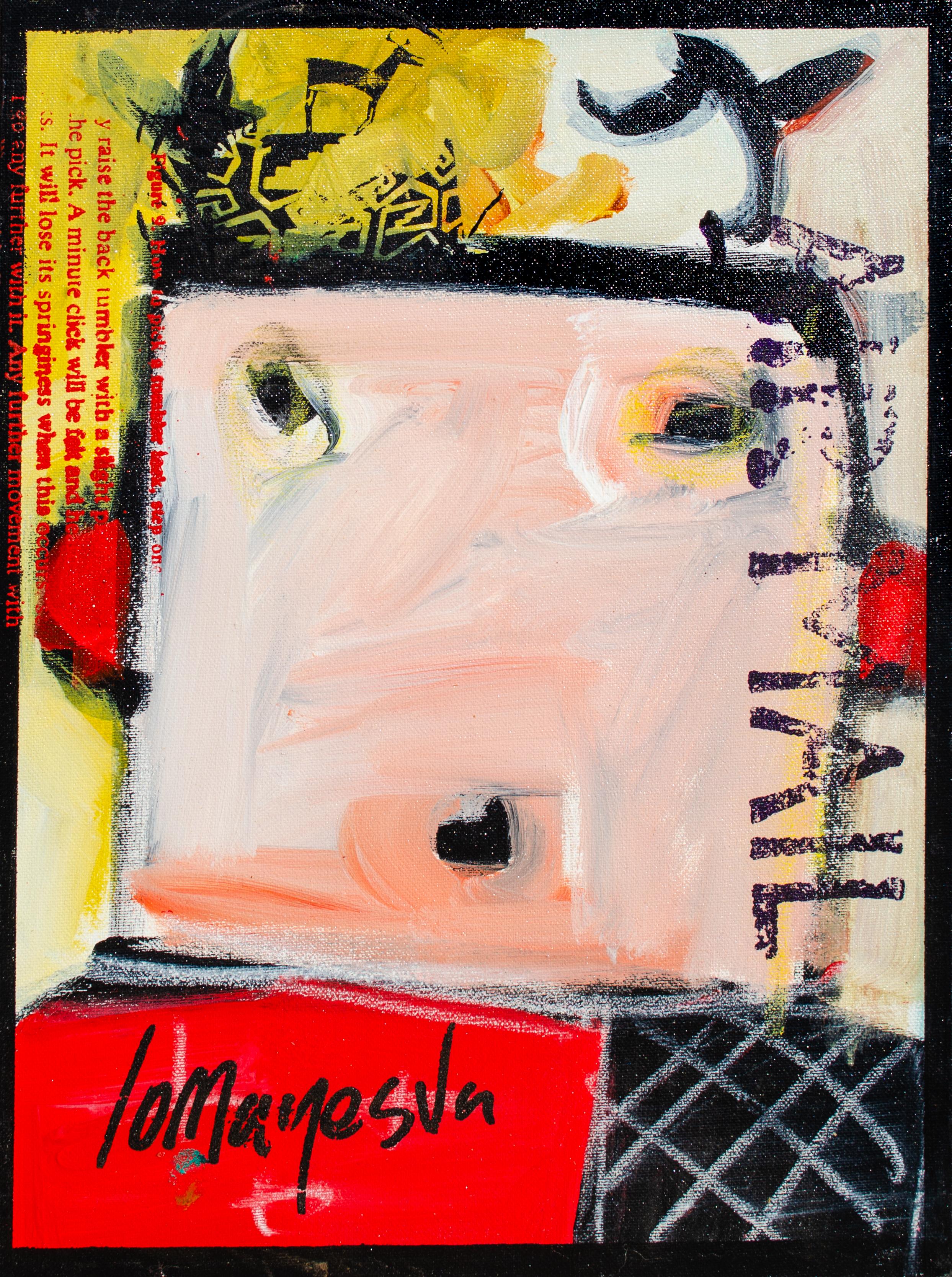 Gregory Lomayesva (americano, nato nel 1971)
Senza titolo, 21° secolo ca.
Tecnica mista su tela
18 x 12 x 1 1/2 in.
Firmato in basso a sinistra

L'artista Hopi contemporaneo, Gregory Lomayesva, è cresciuto a Santa Fe e, dopo aver vissuto nel sud