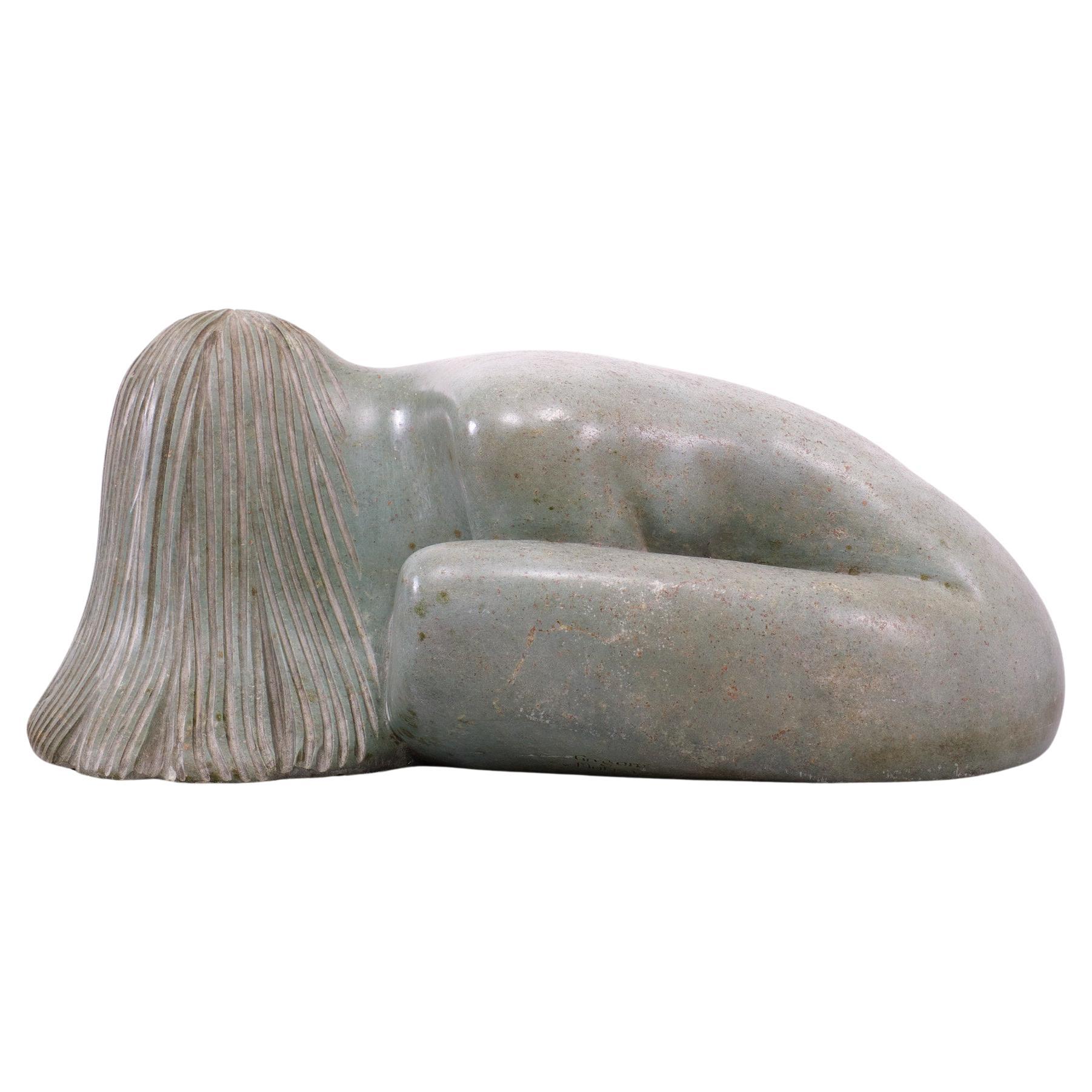 Beautiful from every way  you look , this sculptor Gregory Mutasa 
is the maker of this beathiful work ,its called  ''Bather'' . signed . Gregory Mutasa 
Gallery price  6800 Dollar 

Gregory Mutasa
Born in 1959 in Rusape, Zimbabwe, Gregory is one of