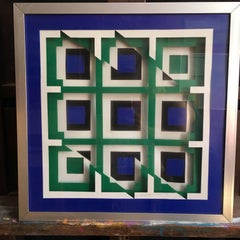 'Doublellogram' Optical Illusion Perspex and Glass Sculpture