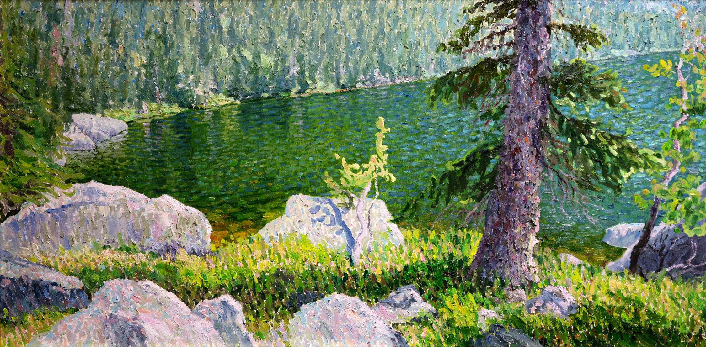 High Mountain Lake - Impressionist Painting by Gregory Packard