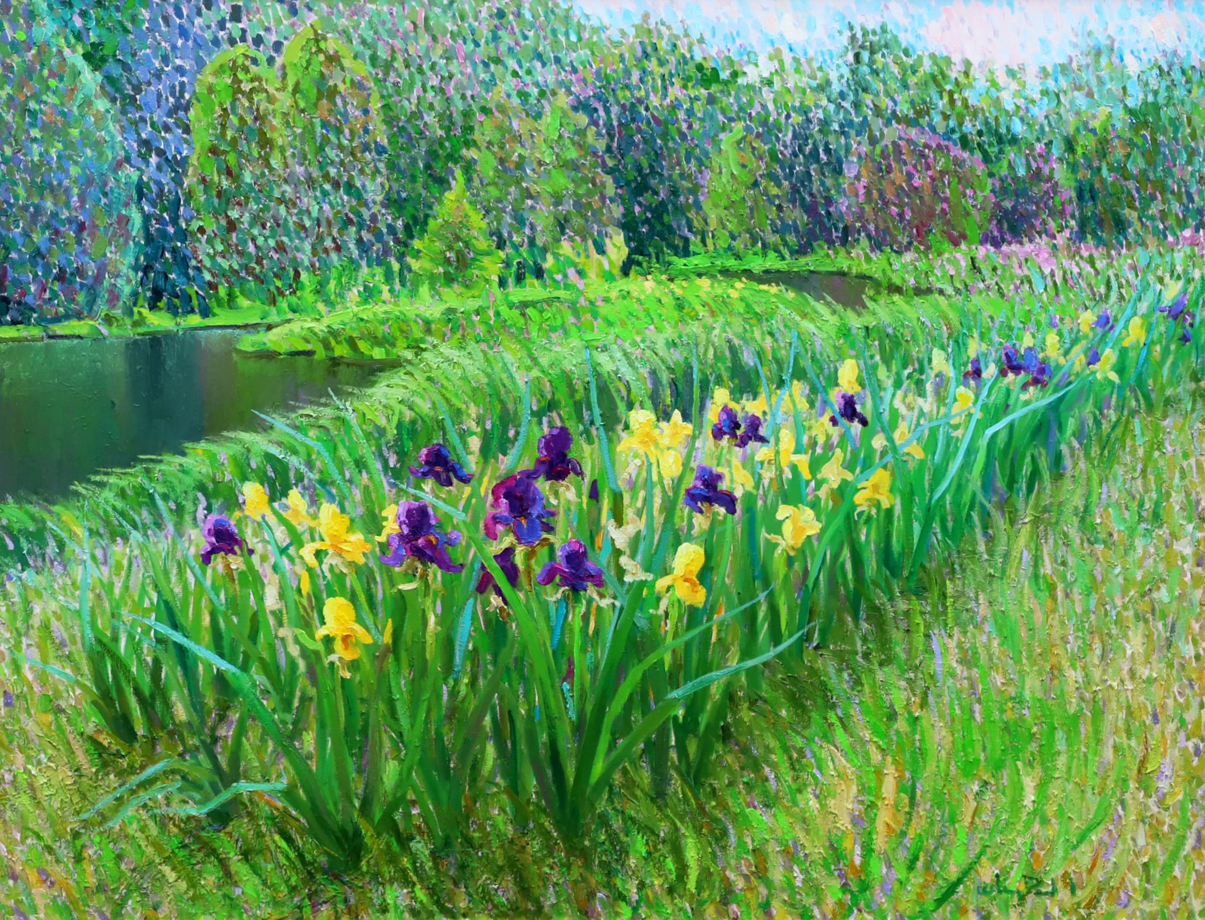Iris Garden - Impressionist Painting by Gregory Packard