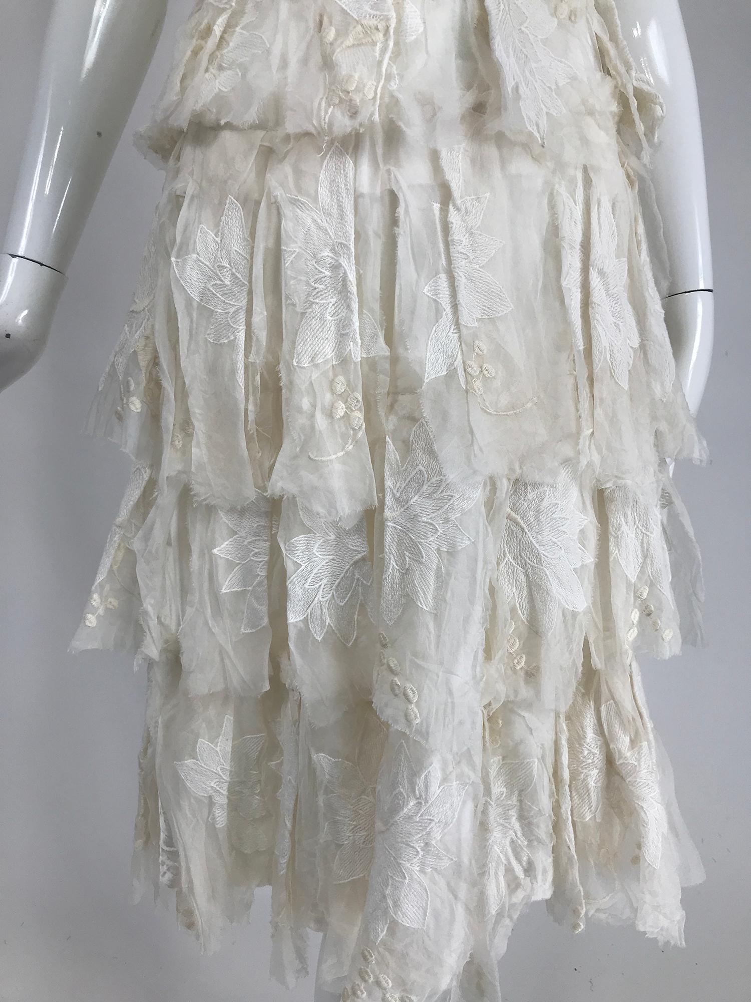 Gregory Parkinson Pieced Applique White Silk and Lace Dress 3