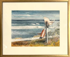 Seascape with flag, nautical theme