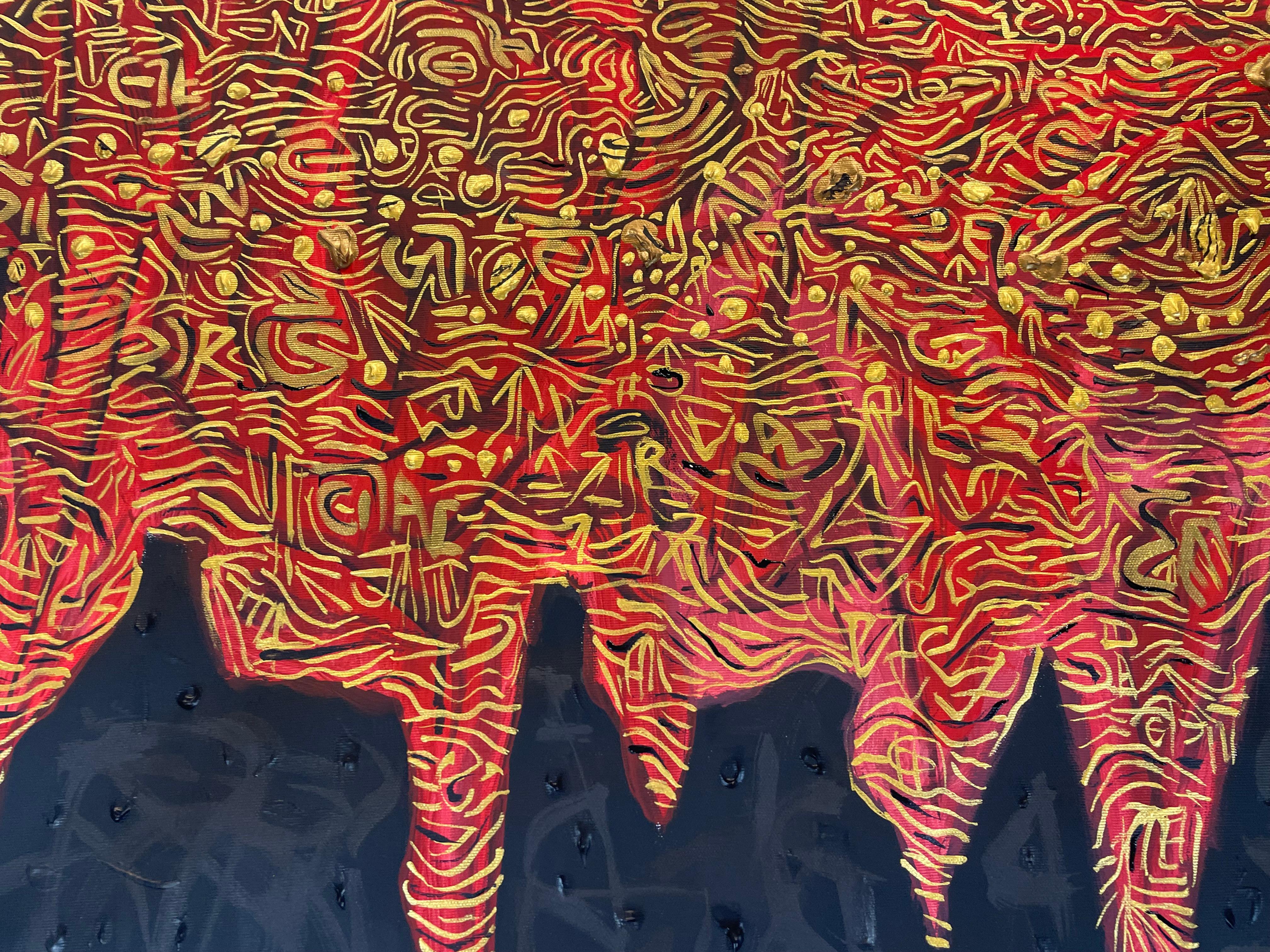 Lupi Rossi. Aus der Serie Primordial Vibration (Abstrakt), Painting, von Gregory Robin