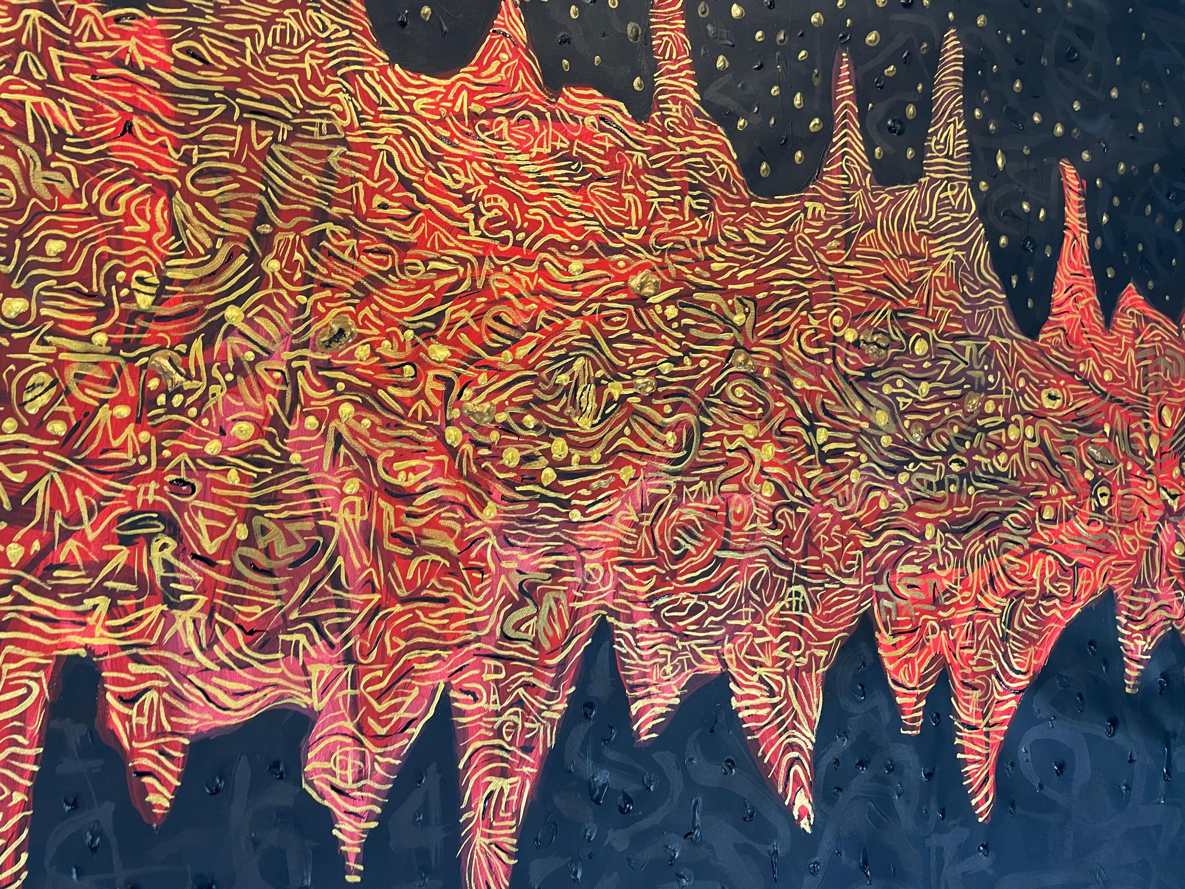 Lupi Rossi. Aus der Serie Primordial Vibration (Schwarz), Abstract Painting, von Gregory Robin
