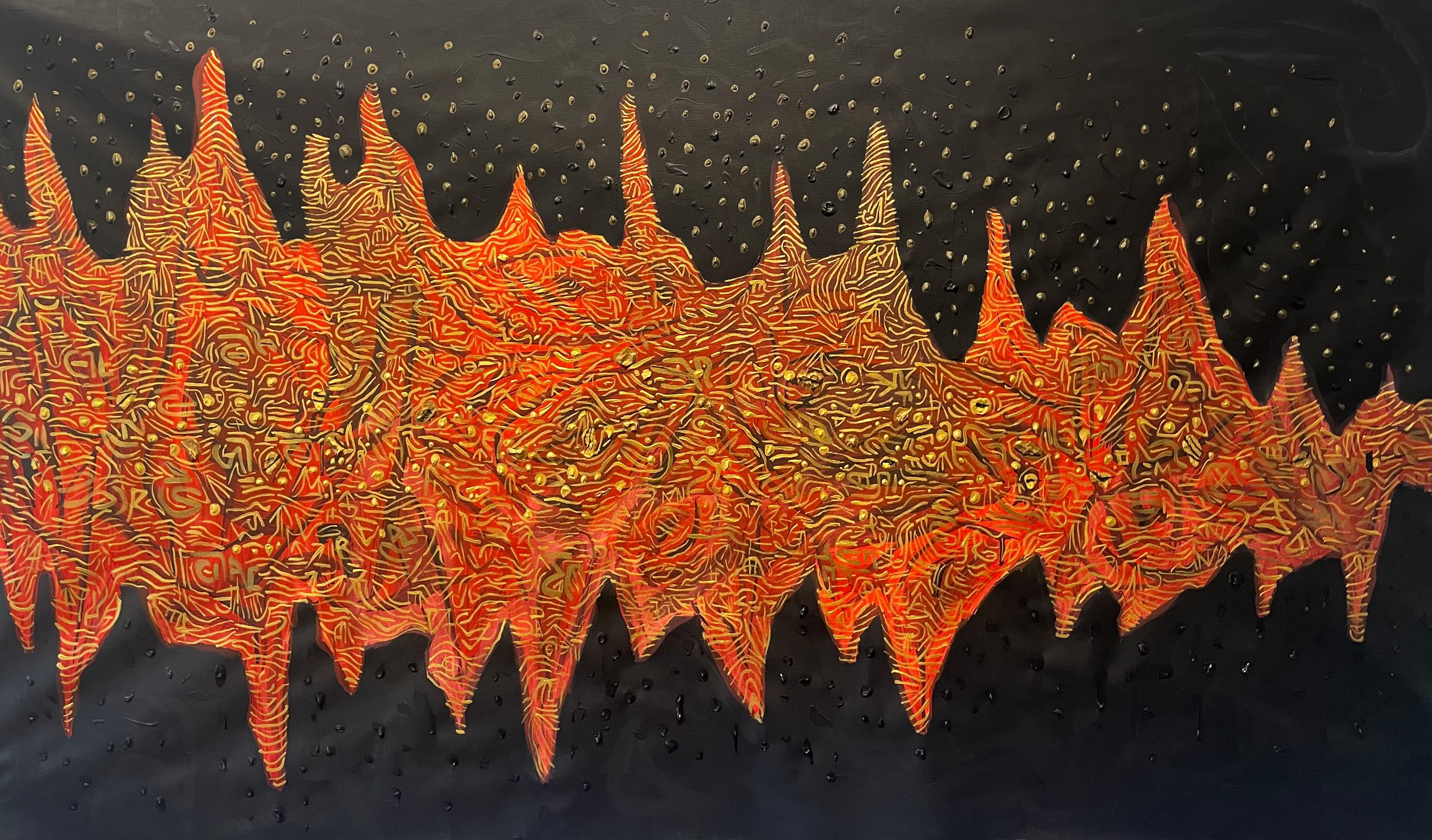 Gregory Robin Abstract Painting – Lupi Rossi. Aus der Serie Primordial Vibration