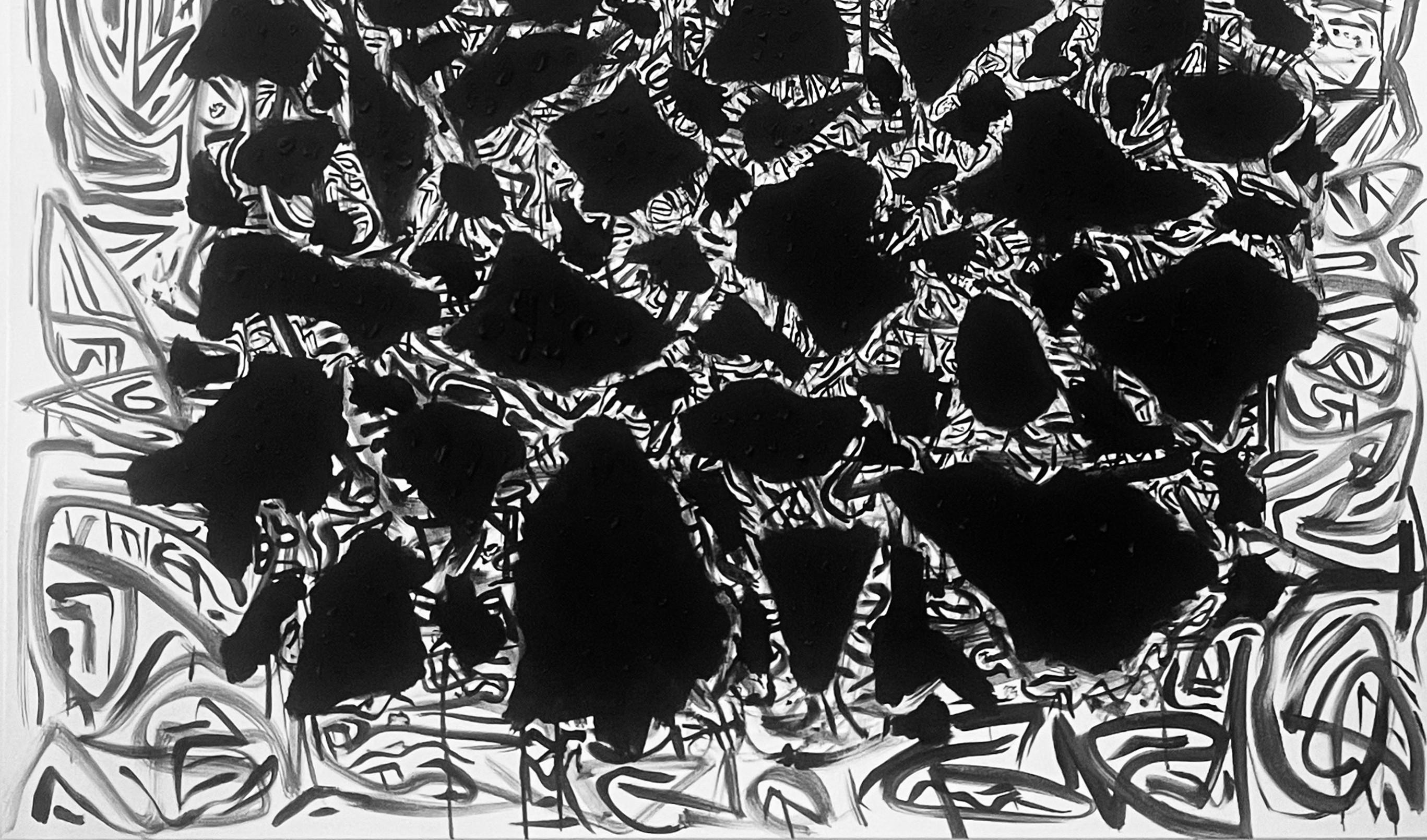 Mondzklus. From Moon Phases series - Black Abstract Painting by Gregory Robin