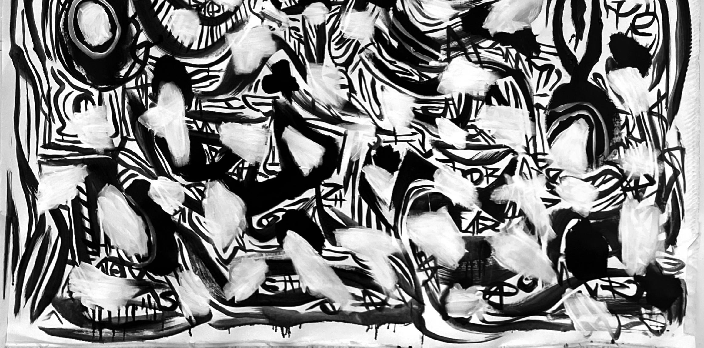 Notte della Grotta. From Moon Phases series - Gray Abstract Painting by Gregory Robin
