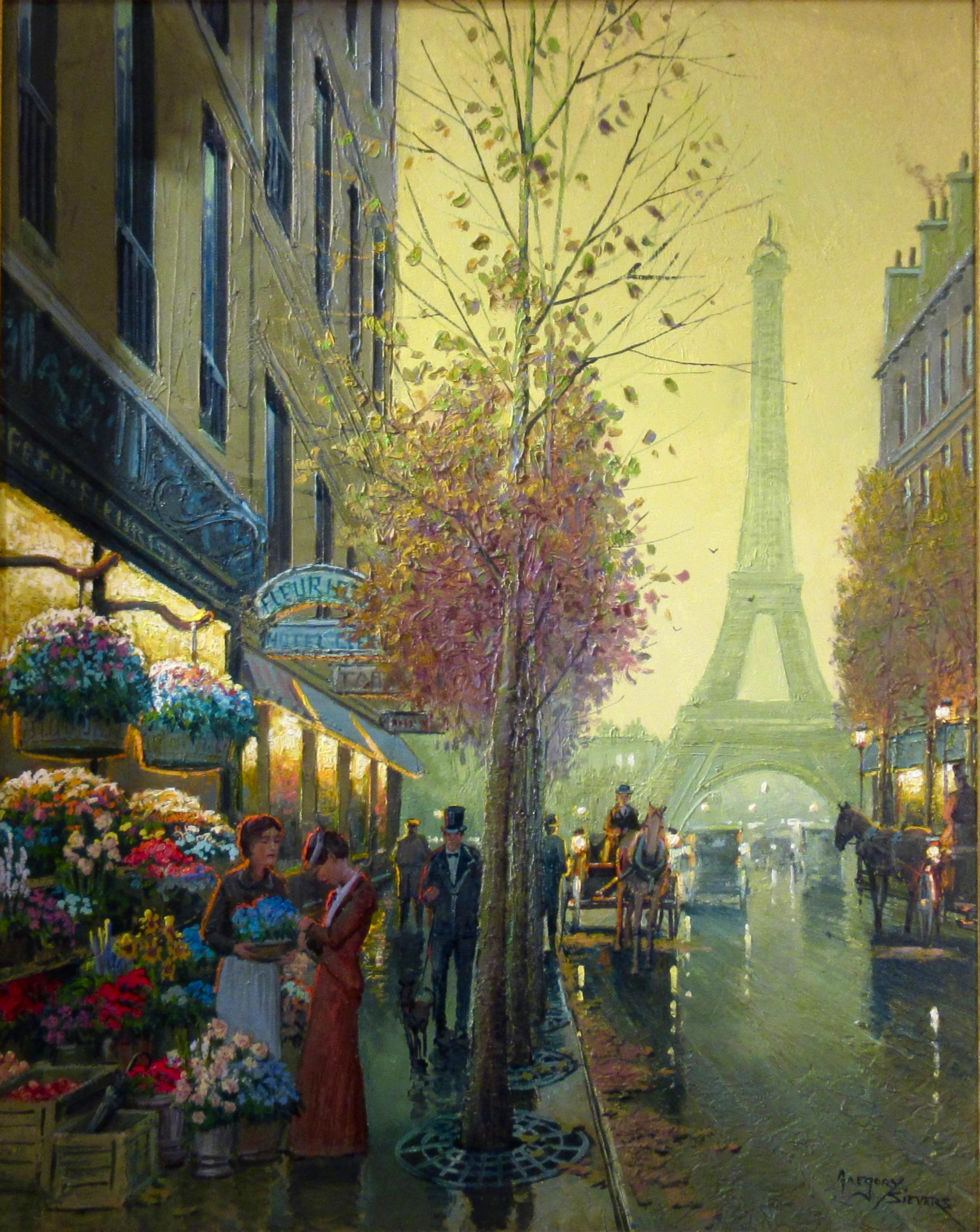 Fleurist at Hotel Cler, Paris - Painting by Gregory Sievers