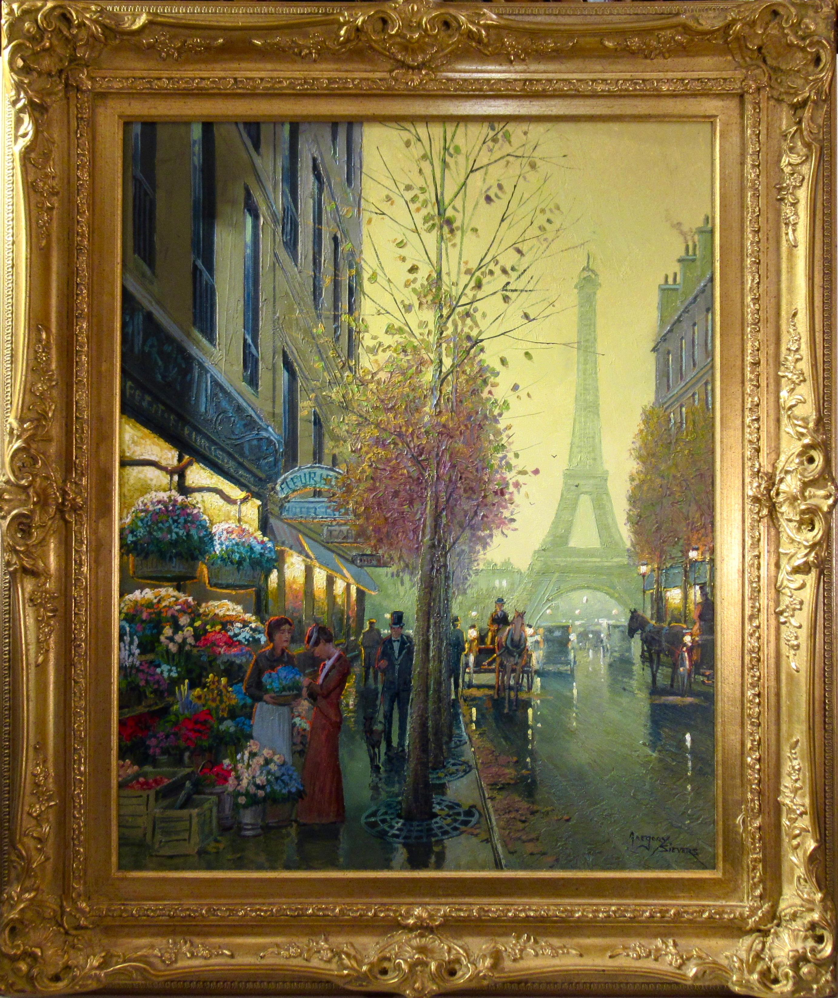 Gregory Sievers Figurative Painting - Fleurist at Hotel Cler, Paris