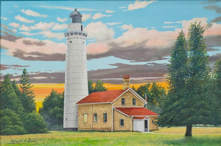 Lighthouse Cana Island Morning Door County Wi Painting By Gregory Steele