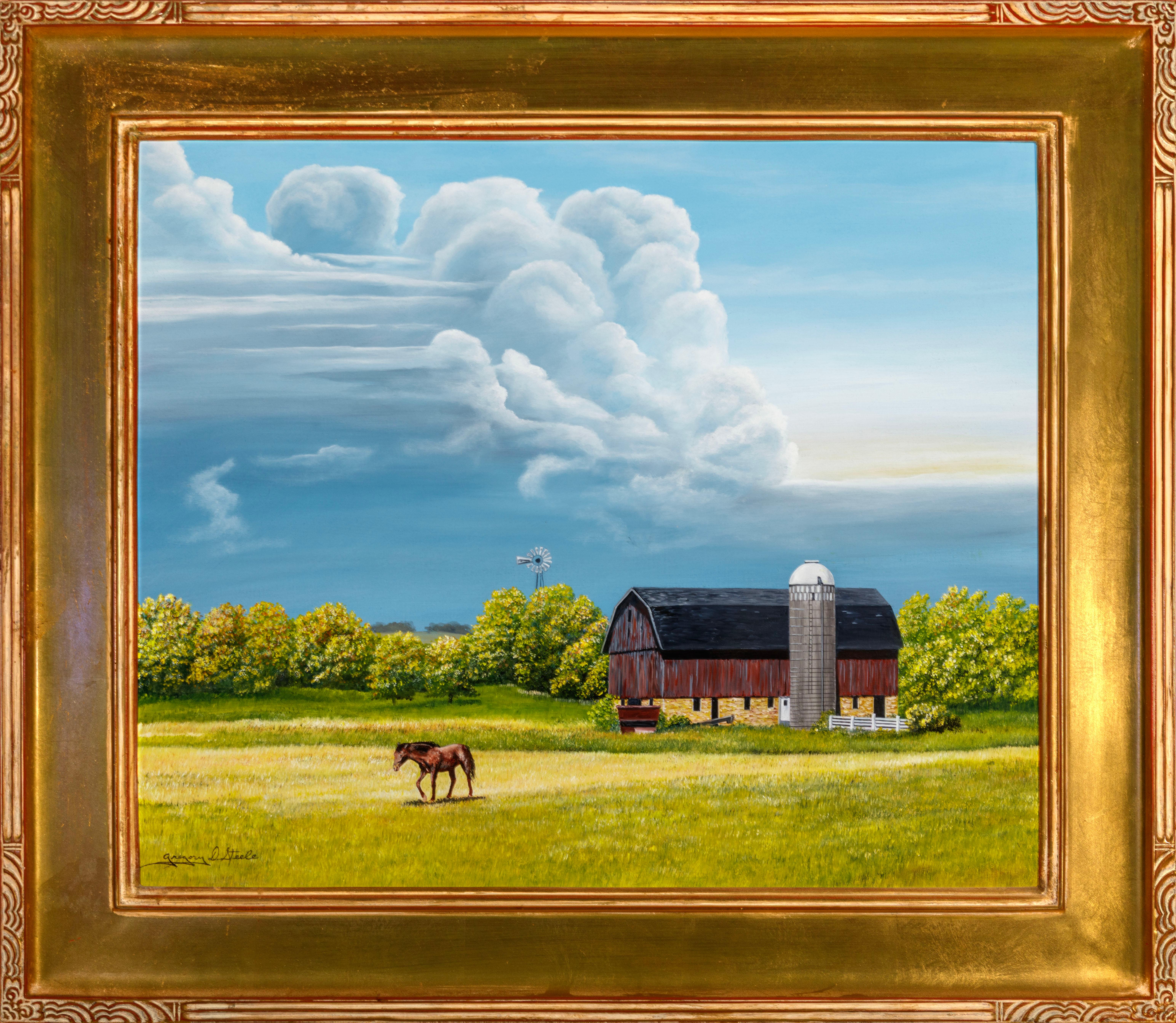 Gregory Steele Landscape Painting - Barn with Horse