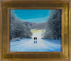 "Miles To Go, " Oil on Board Winter Landscape signed by Gregory Steele