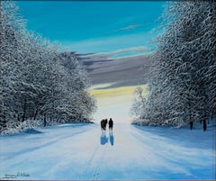 "Miles To Go, " Oil on Board Winter Landscape signed by Gregory Steele