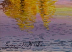 ""River Color - Wisconsin River", Original Öl auf Tafel, signiert von Gregory Steele