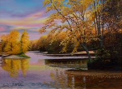 "River Color - Wisconsin River," Original Oil on Panel signed by Gregory Steele