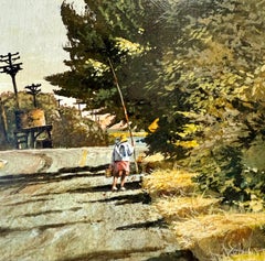 Original Oil Painting Going Fishing Gregory Sumida California Artist Americana