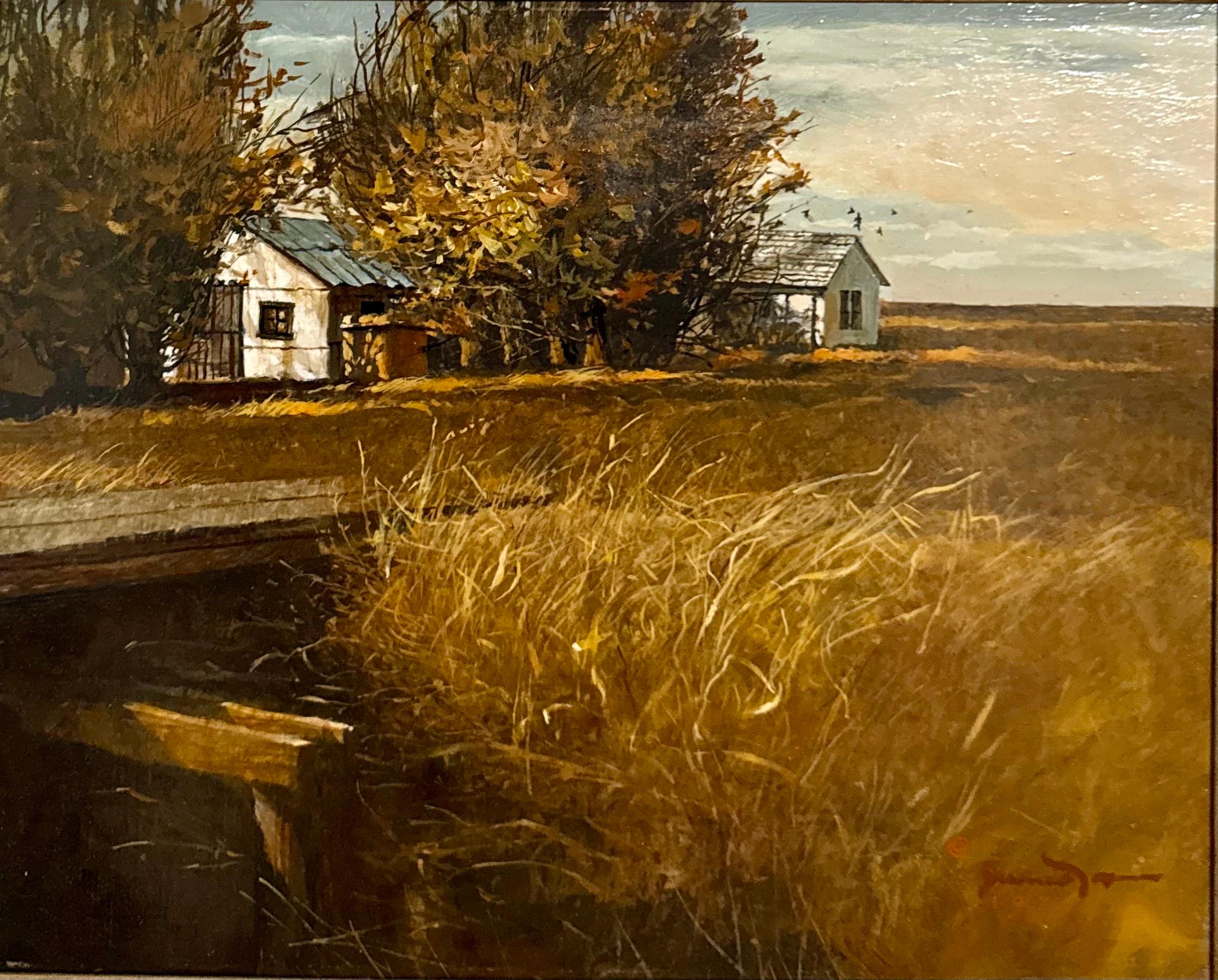 Original Oil Painting Pickup Crossing Gregory Sumida California Artist Americana For Sale 1