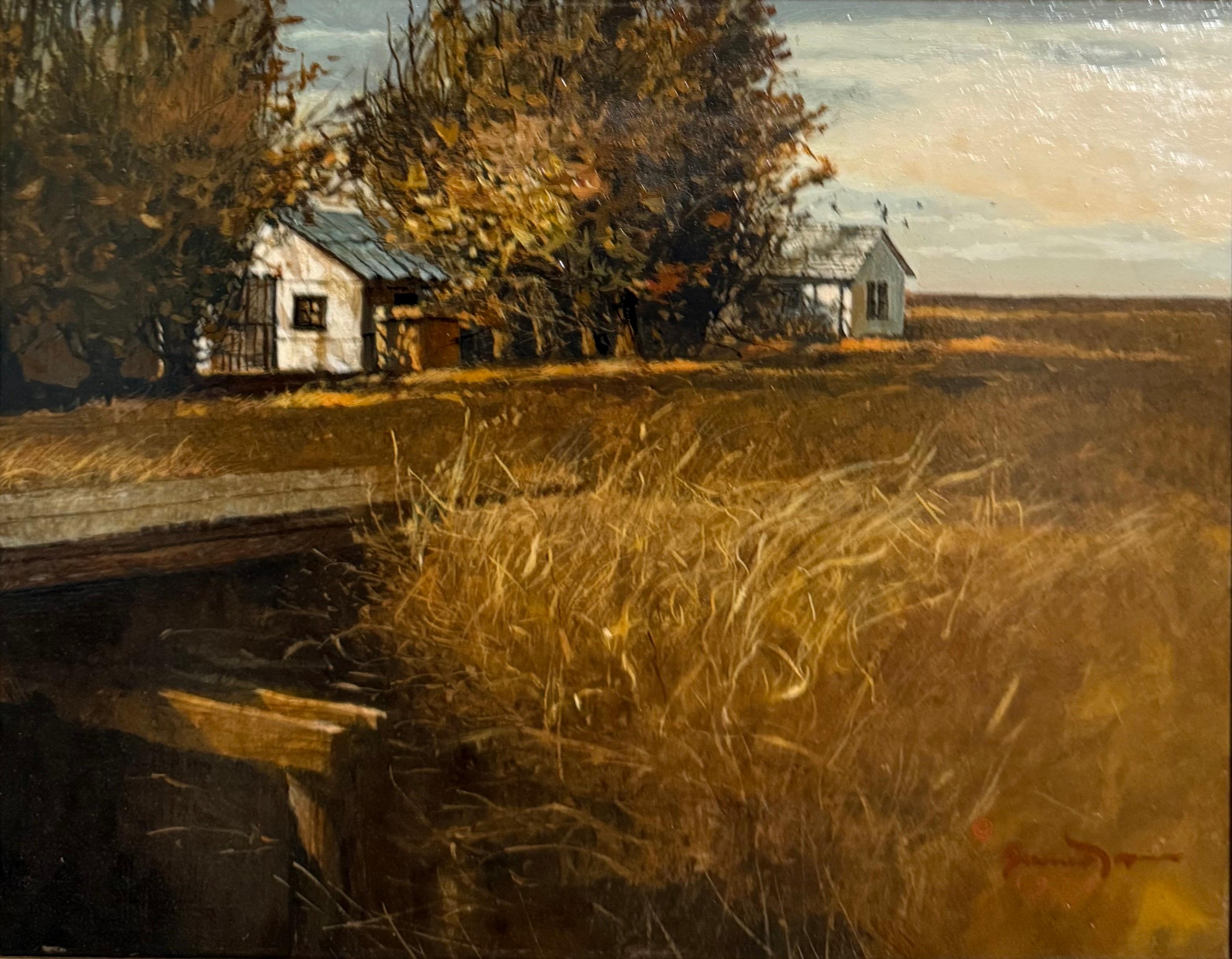 Original Oil Painting Pickup Crossing Gregory Sumida California Artist Americana For Sale 6