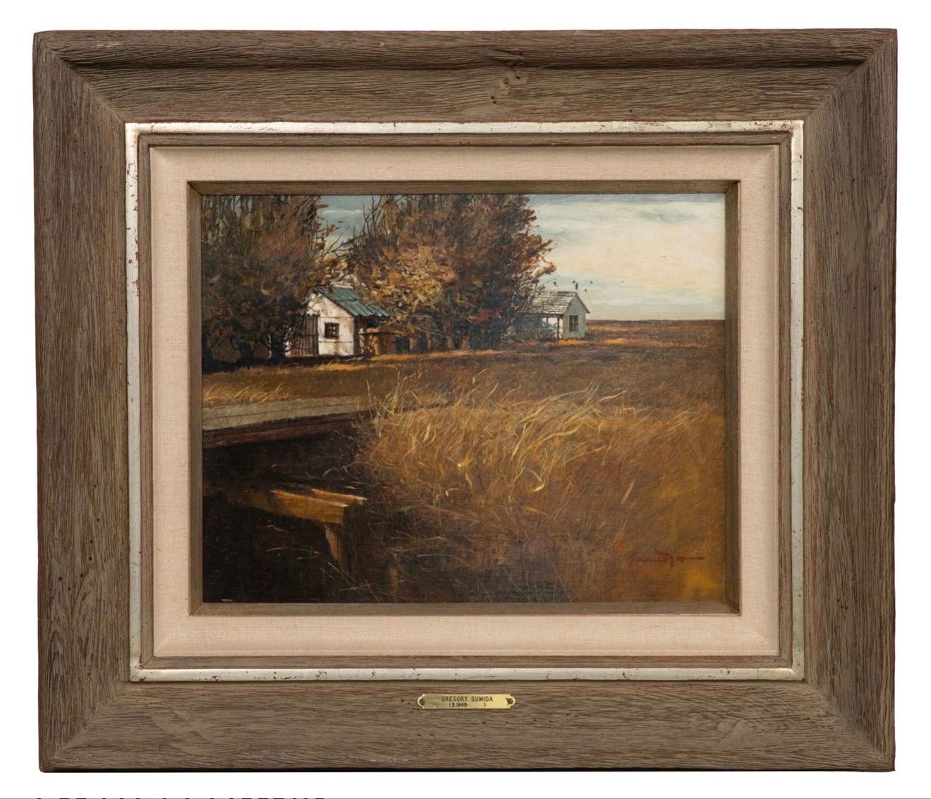 Original Oil Painting Pickup Crossing Gregory Sumida California Artist Americana For Sale 7