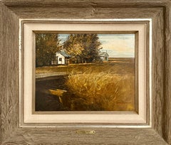 Peinture à l'huile originale Pickup Crossing Gregory Sumida, artiste californien Americana