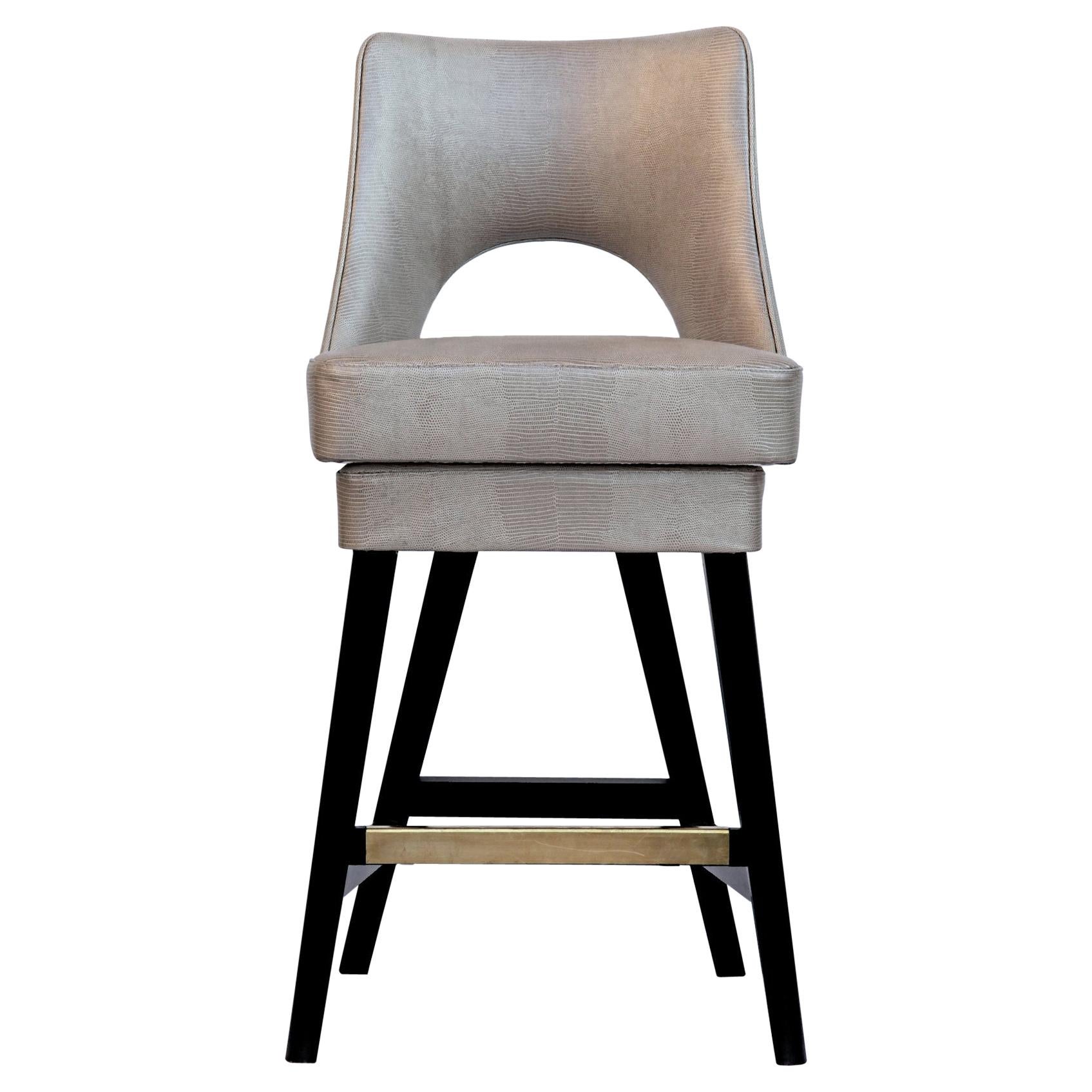 Set of 3 Bar Stools with Brass Footrests attb to Milo Baughman at 1stDibs